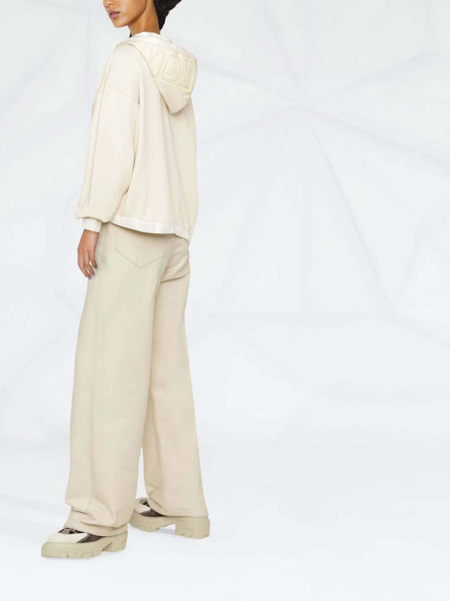 contrast-trim zip-front hooded jacket
