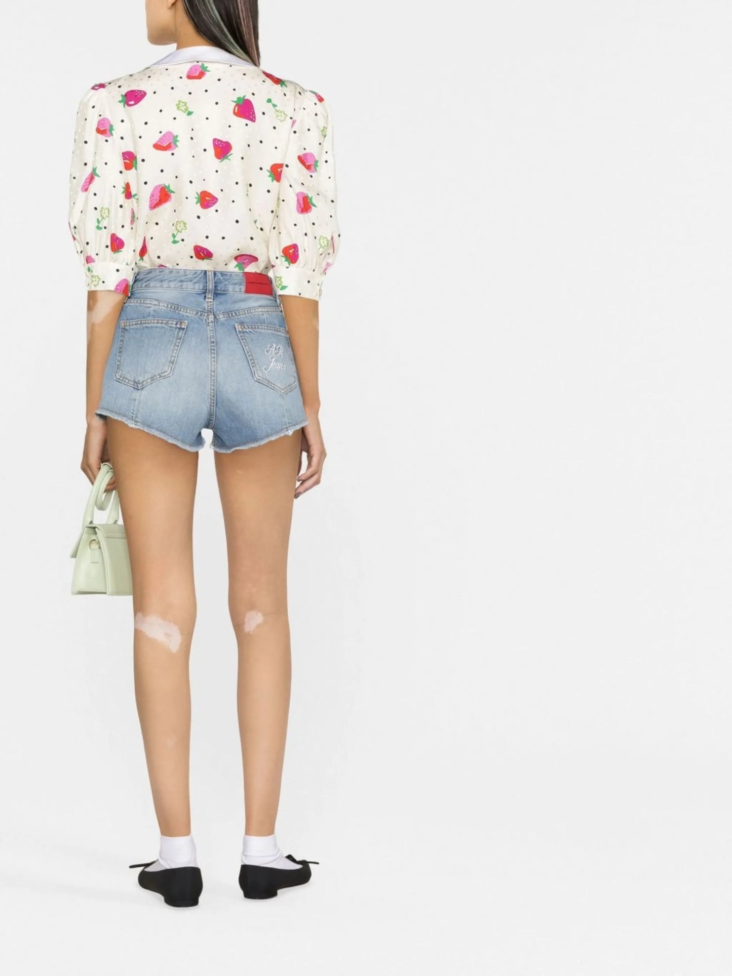 logo-embroidered denim shorts