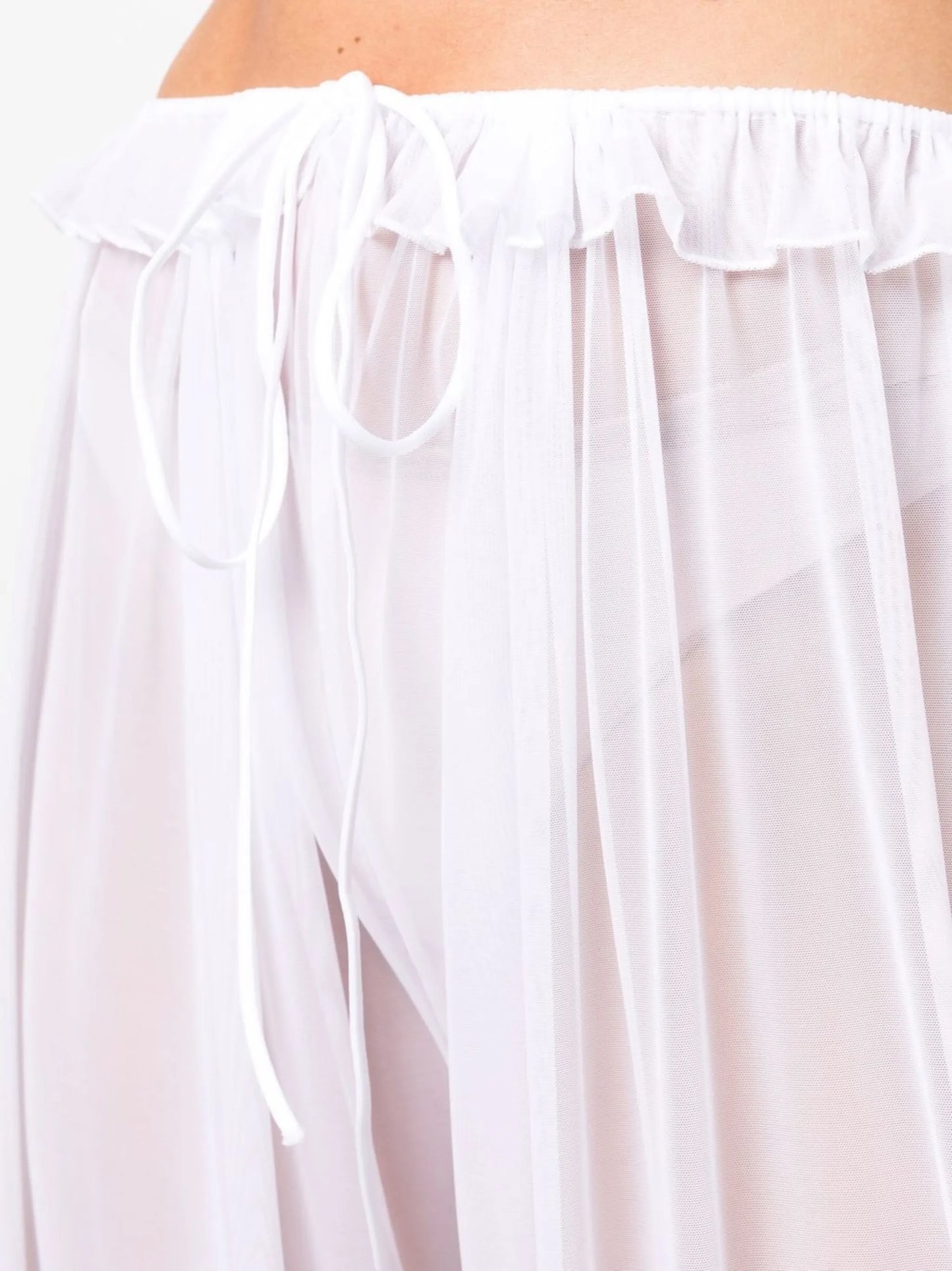 sheer-mesh ruffle-trim trousers