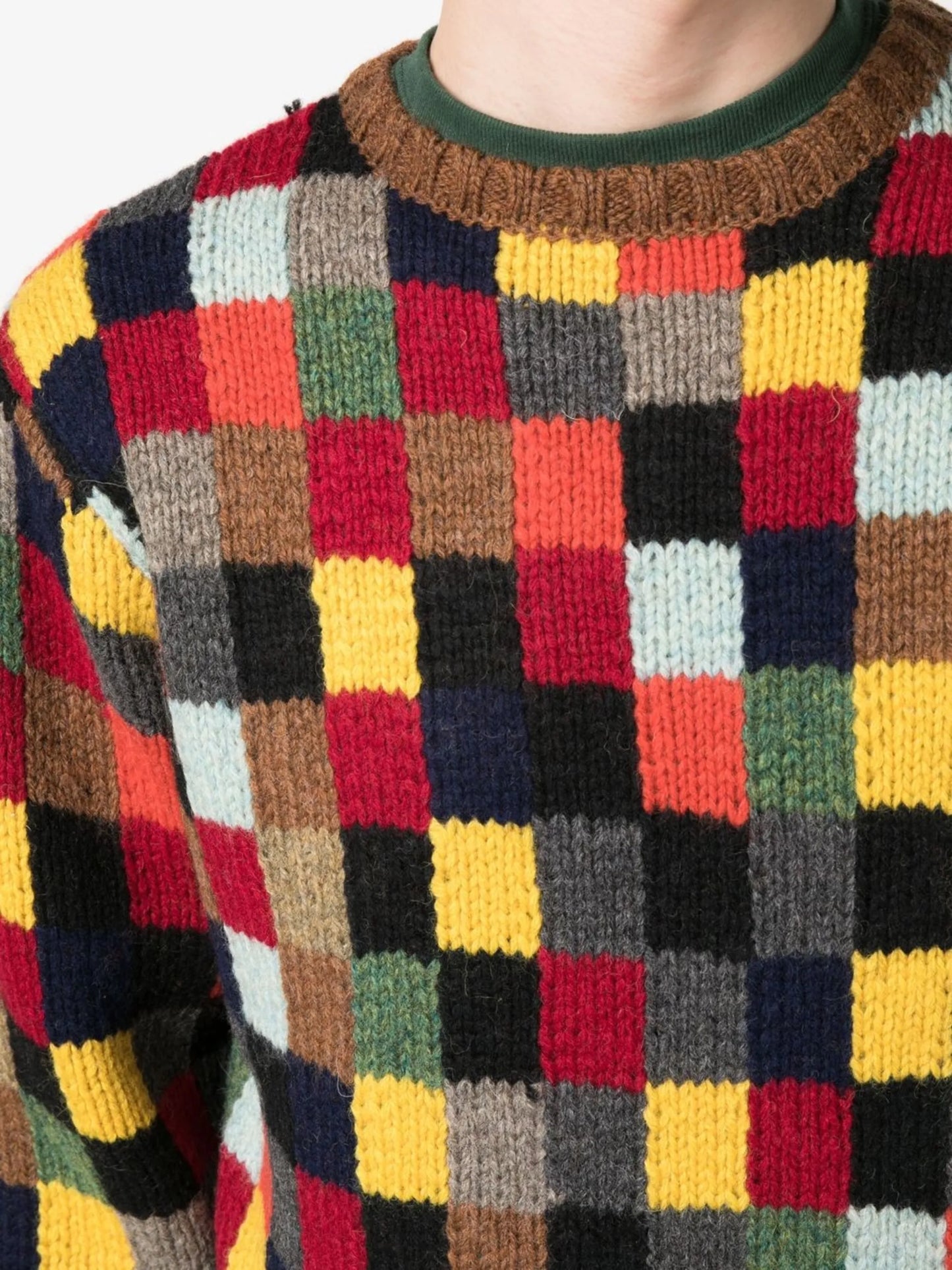 patchwork crew neck jumper