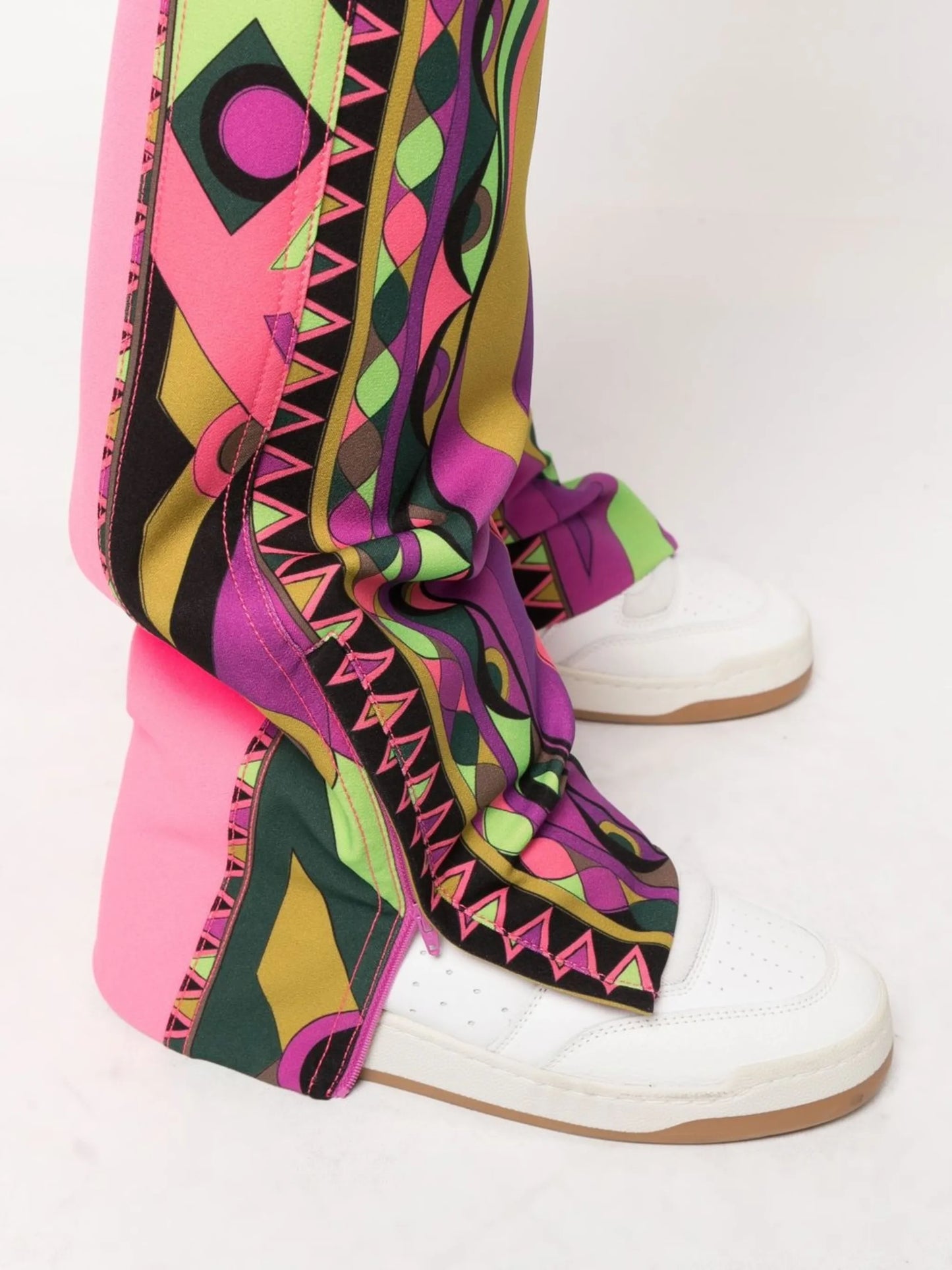 Rombi-print straight-leg trousers