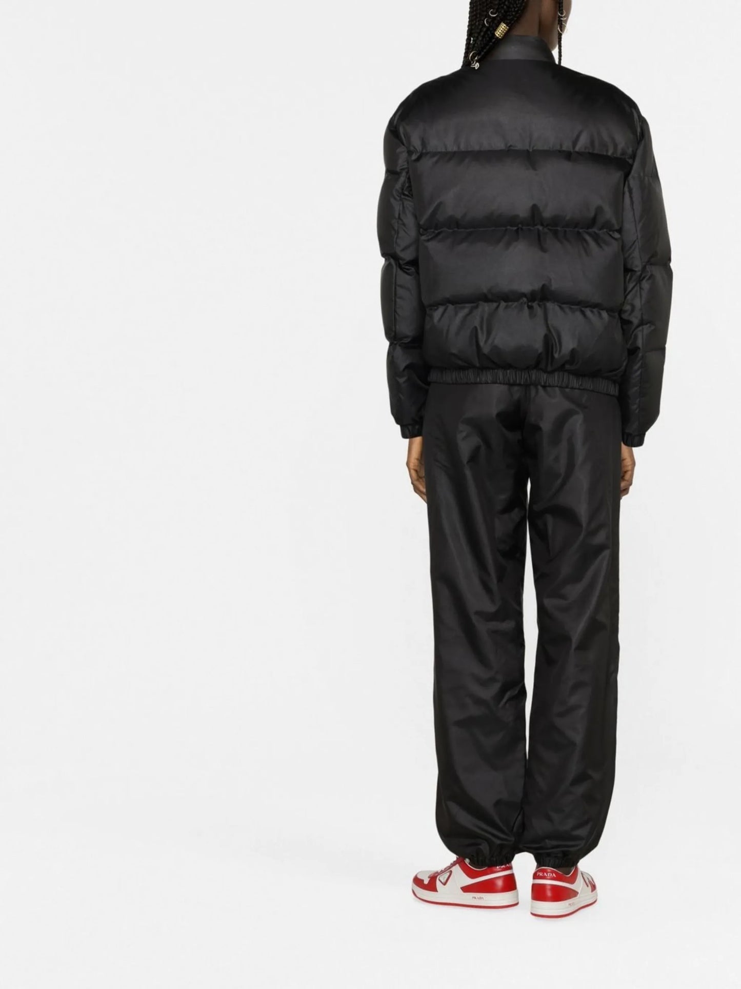 logo-embroidered puffer coat