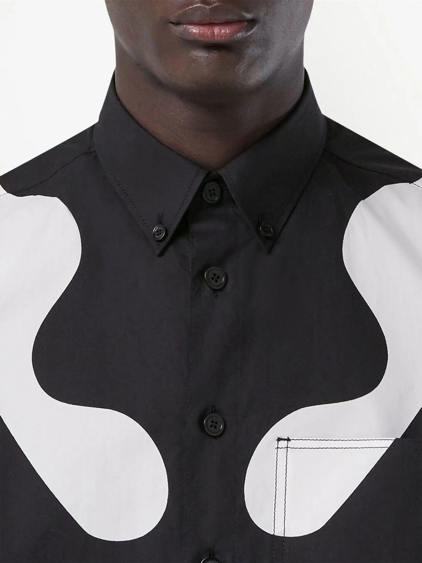 abstract-print button-down cotton shirt