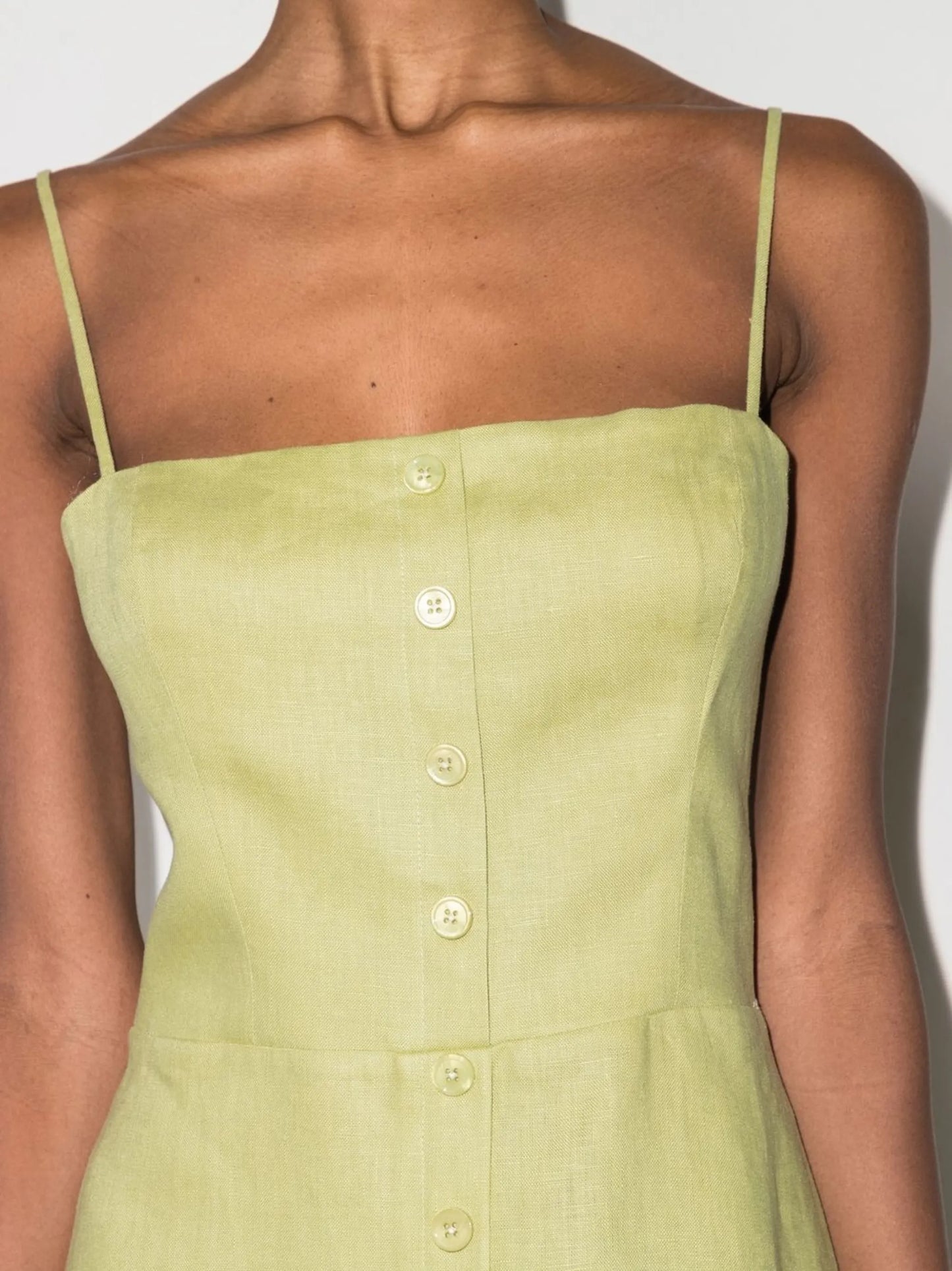 square-neck button-down mini dress