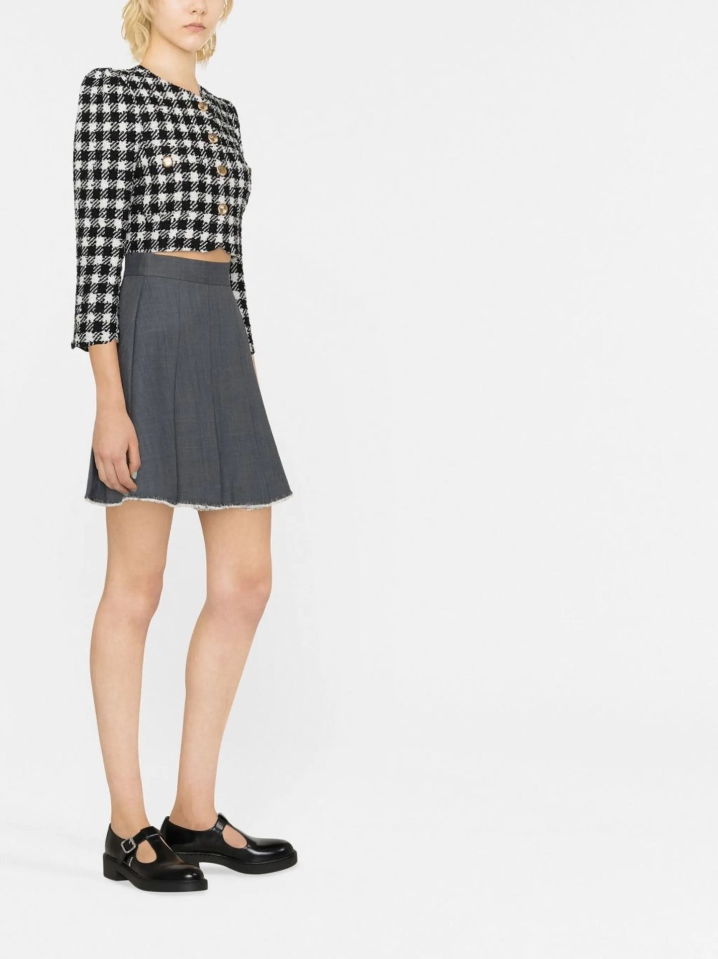 Vichy cropped tweed jacket