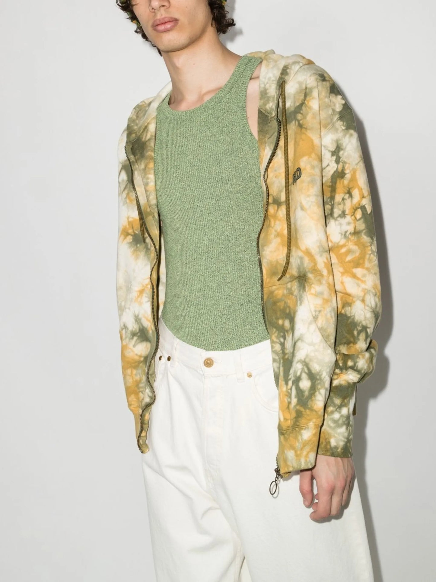 tie-dye print zipped hoodie