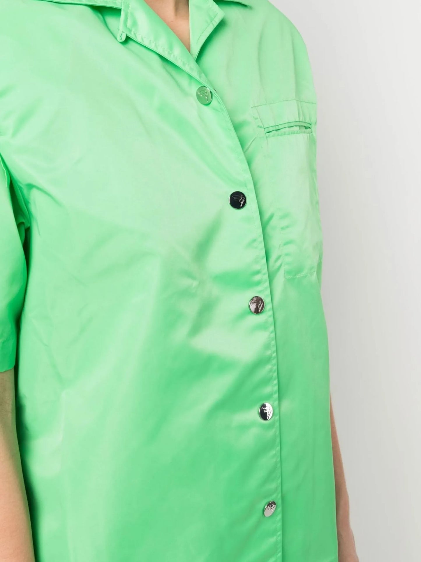 short-sleeve flared shirt dress