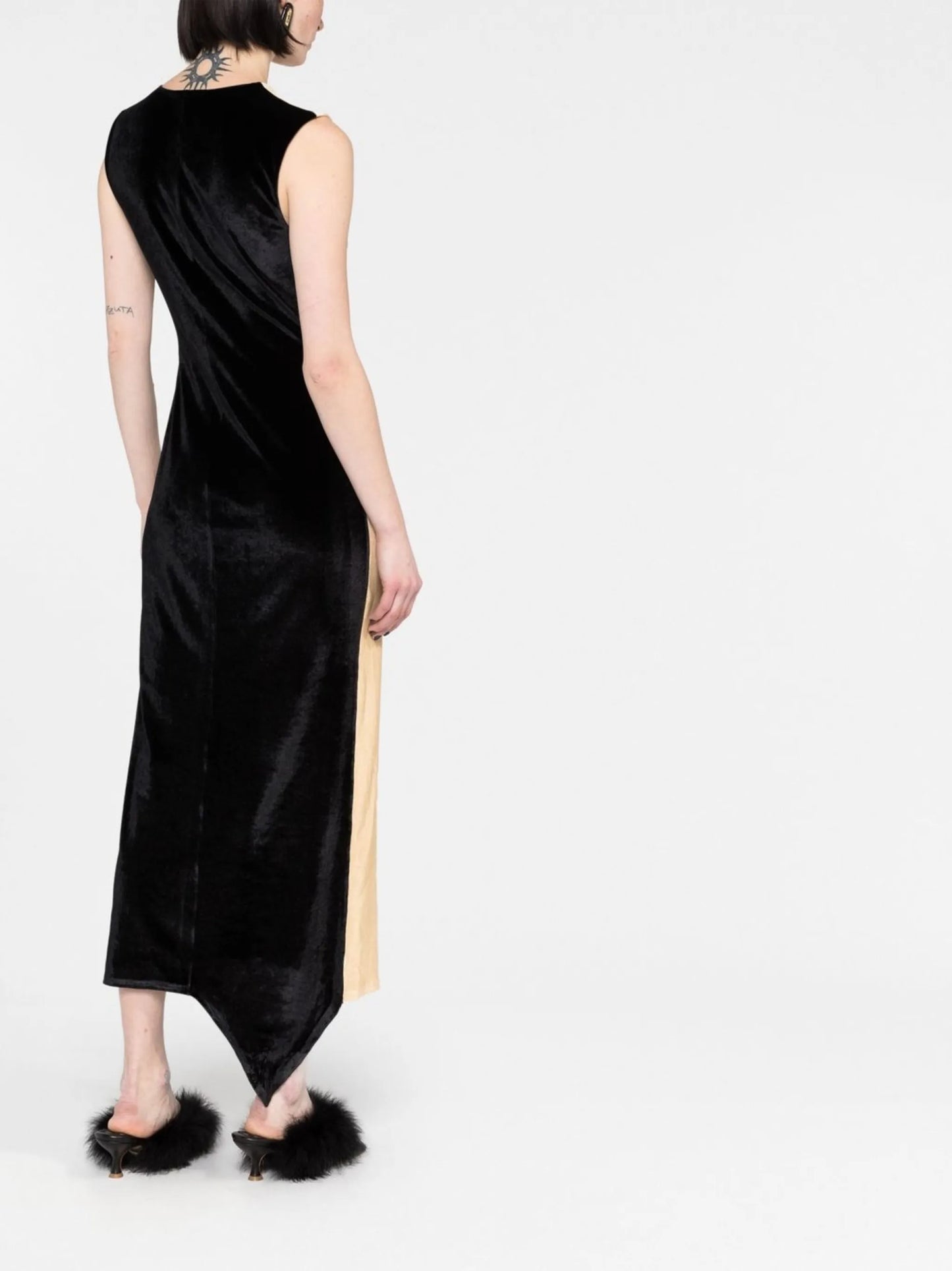 hand-print colour-block dress