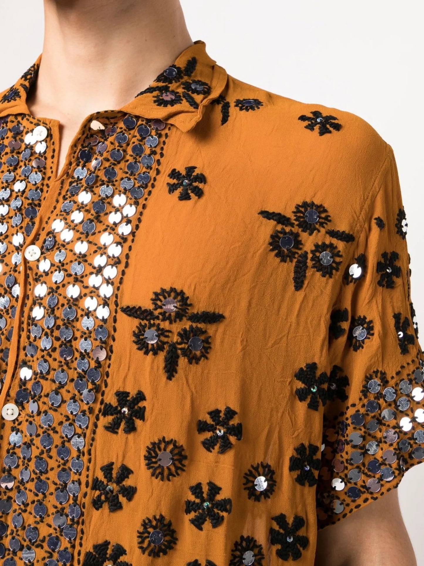Chunni embroidered cotton shirt