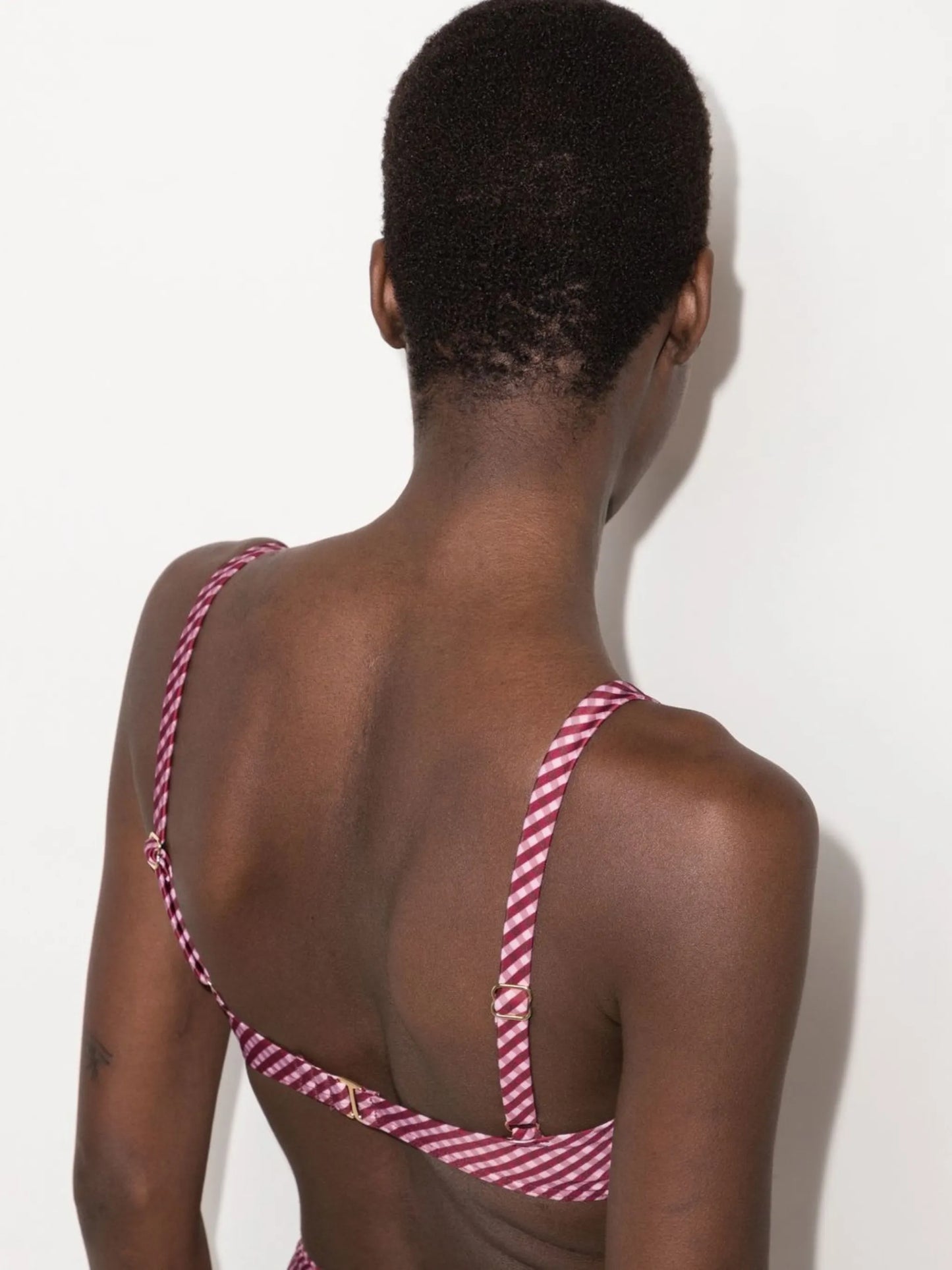 check-print bikini top