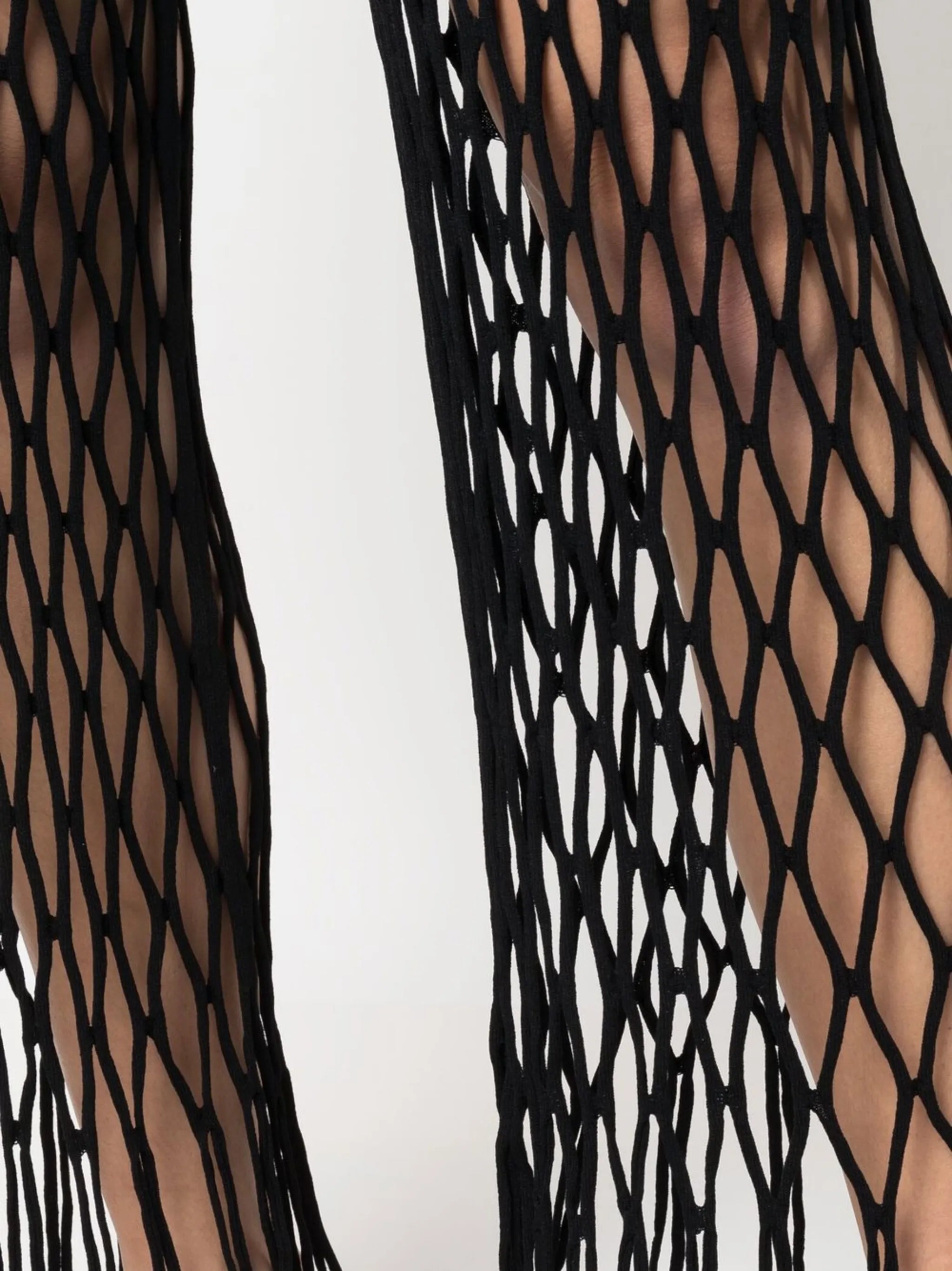 fishnet fringed trousers