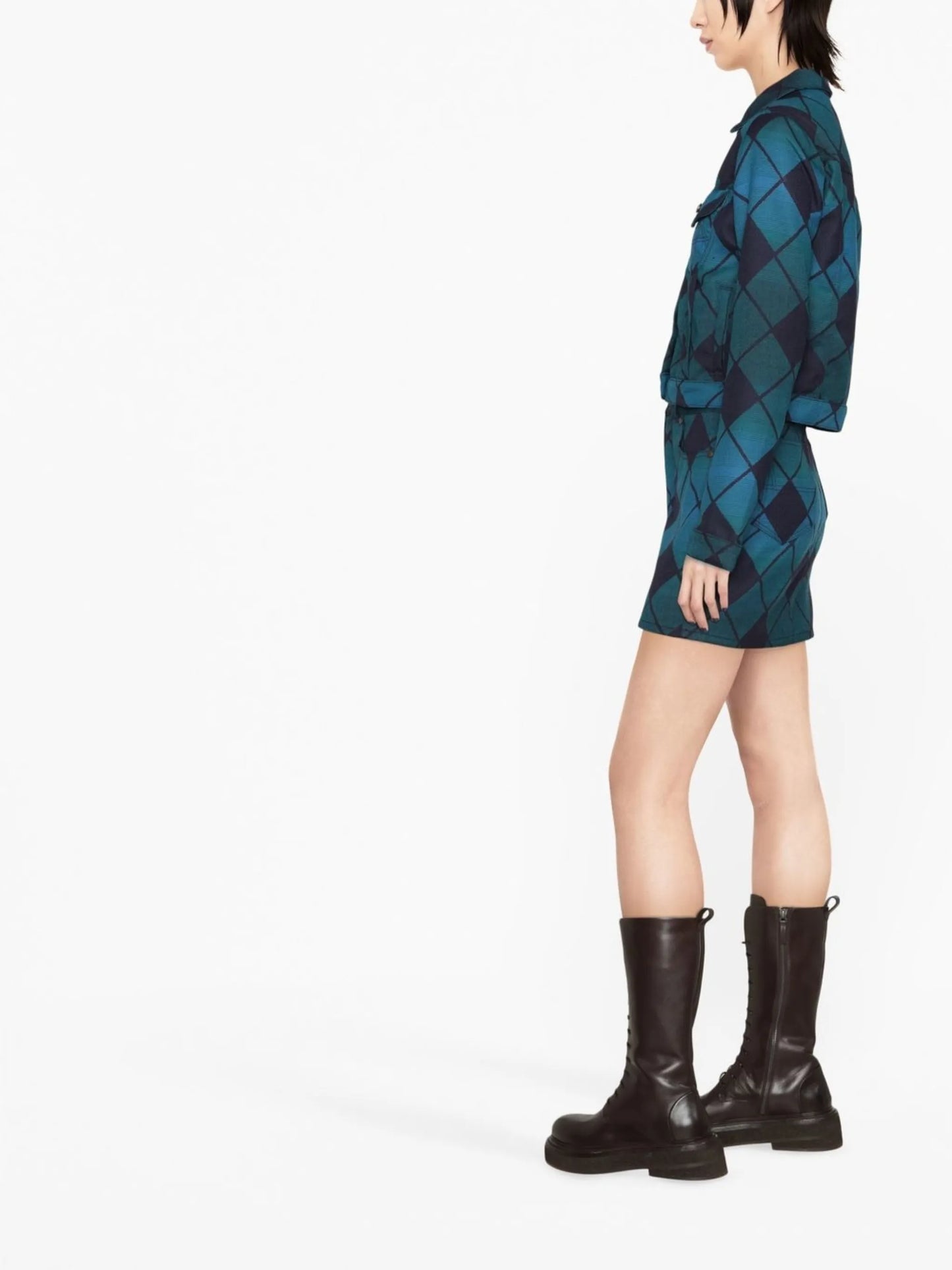 diamond-check cropped jacket