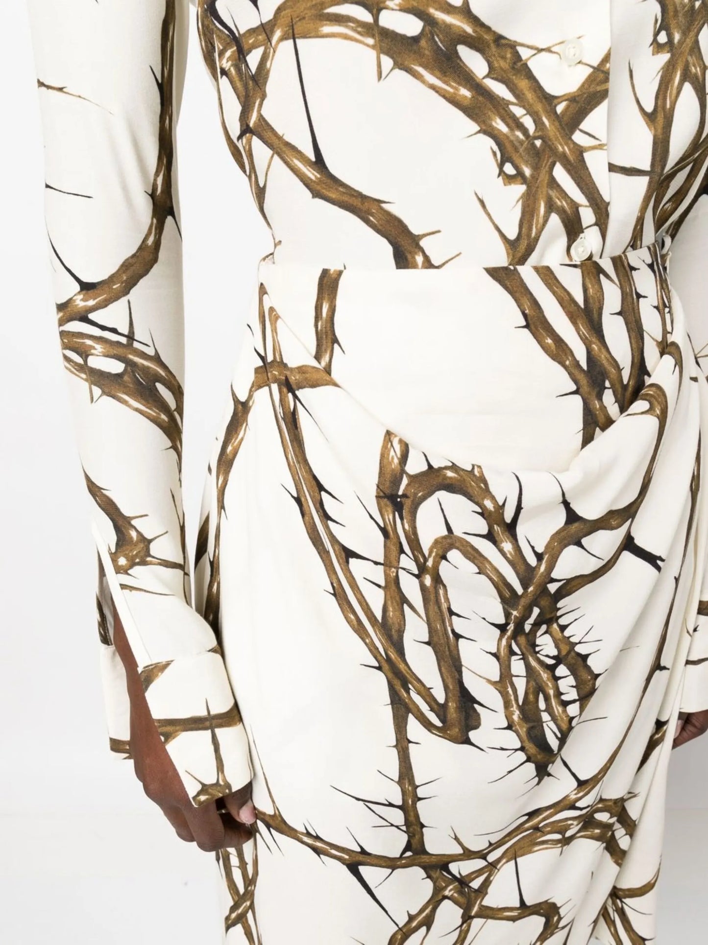 thorn-graphic draped skirt