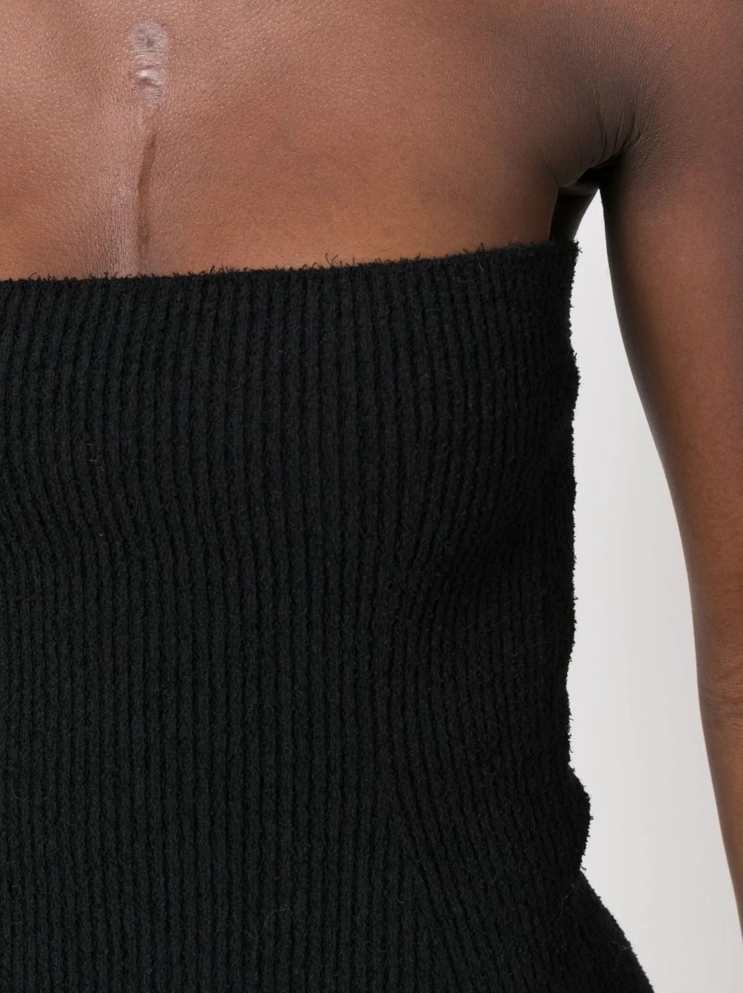 ribbed-knit strapless top