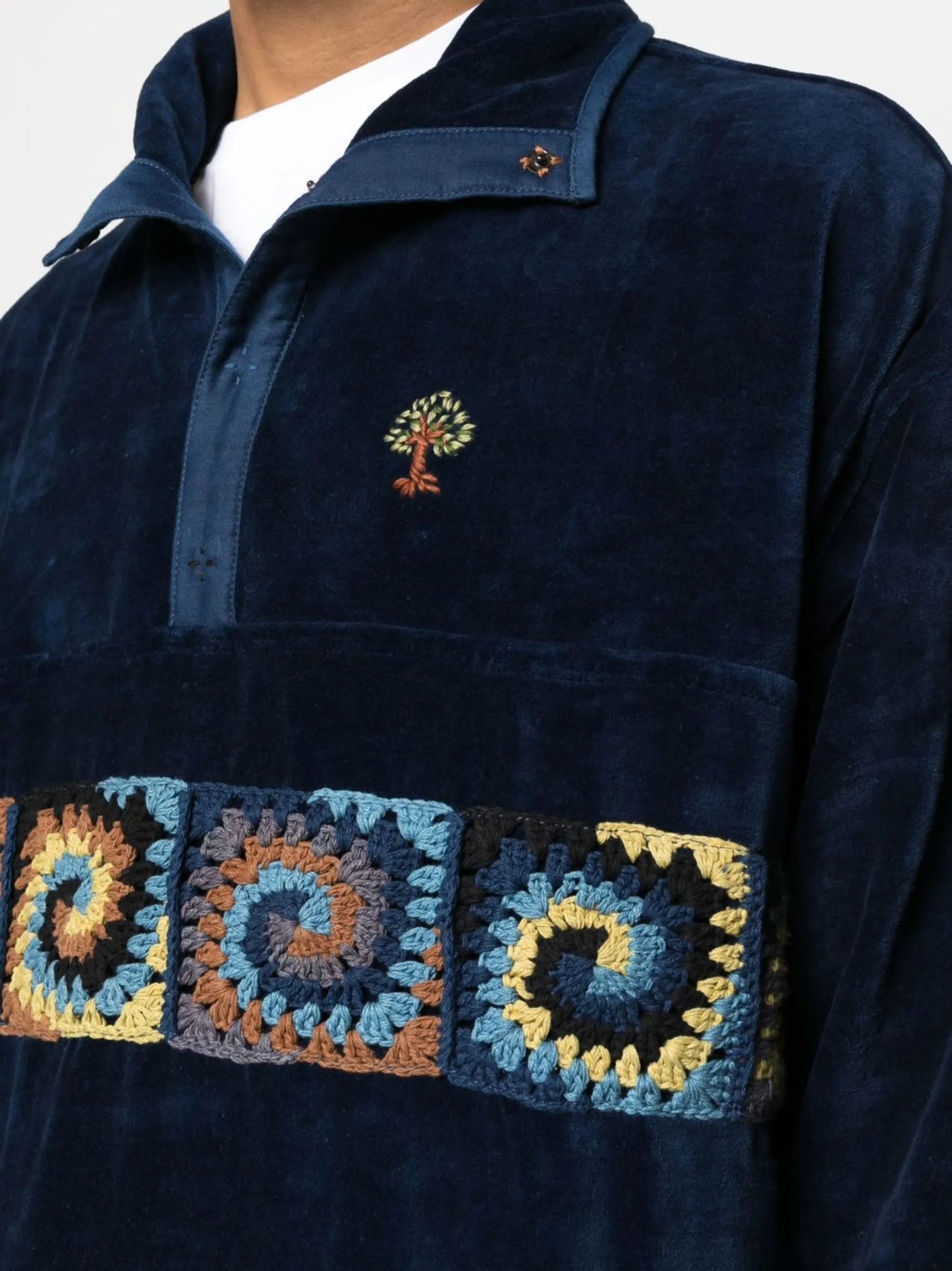 crochet-embellished sweatshirt