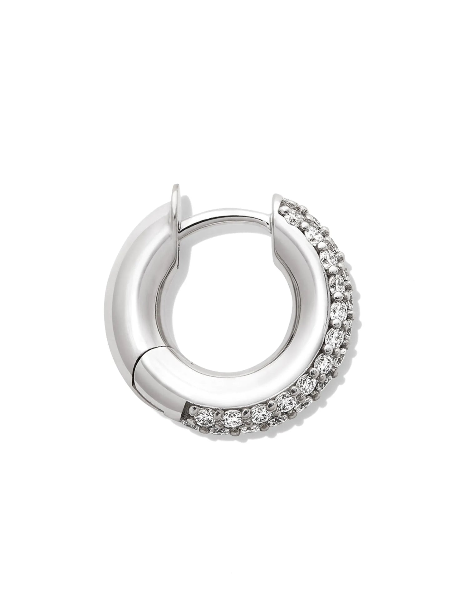 18kt yellow gold pavé set huggie hoop earring