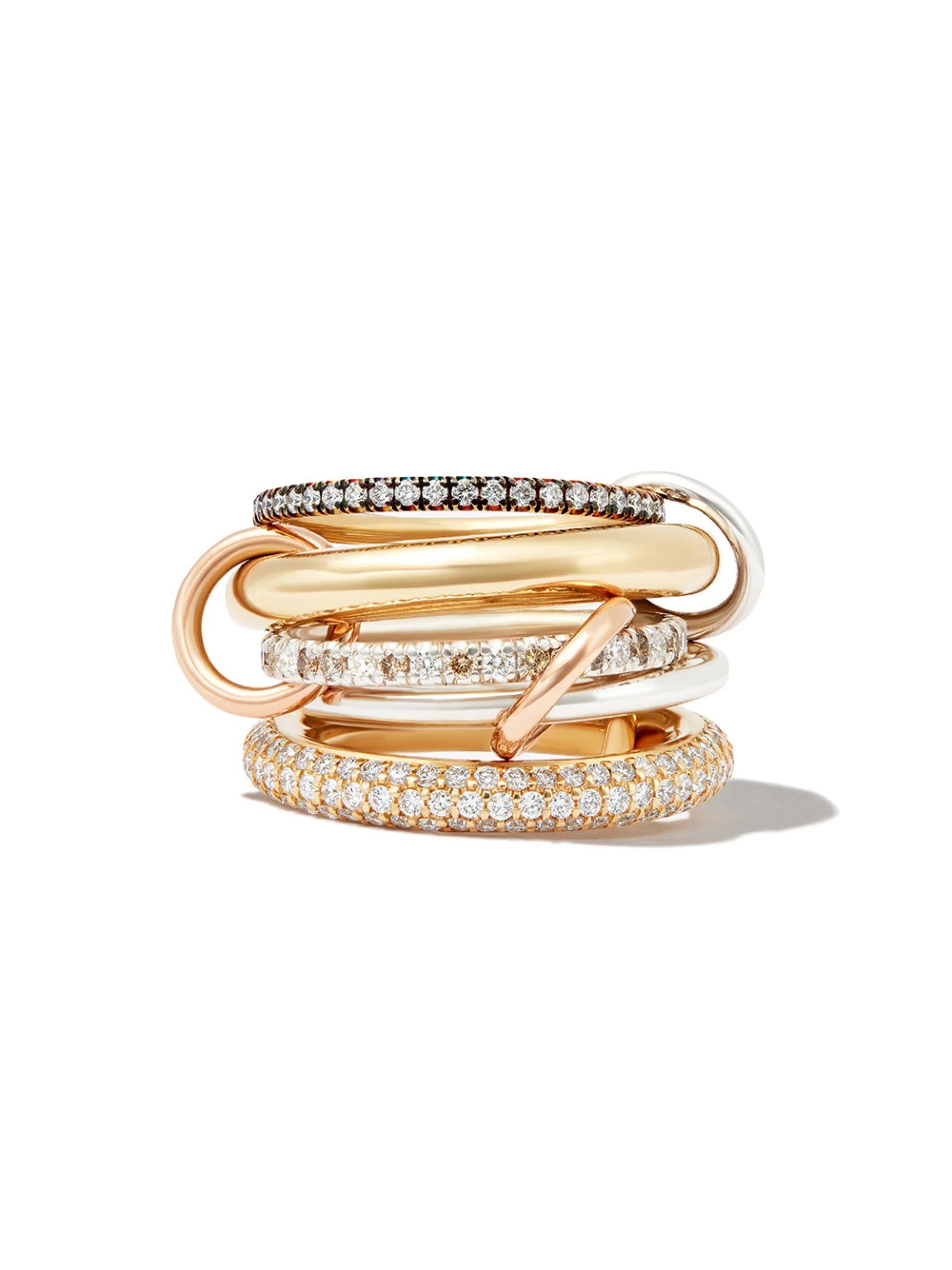 18kt mixed gold Nexua diamond 5 link ring