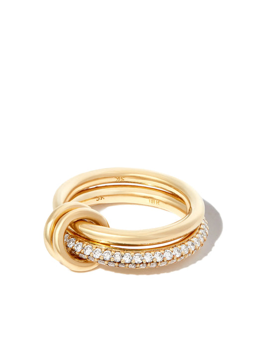 18kt yellow gold petite Virgo 2 link diamond ring