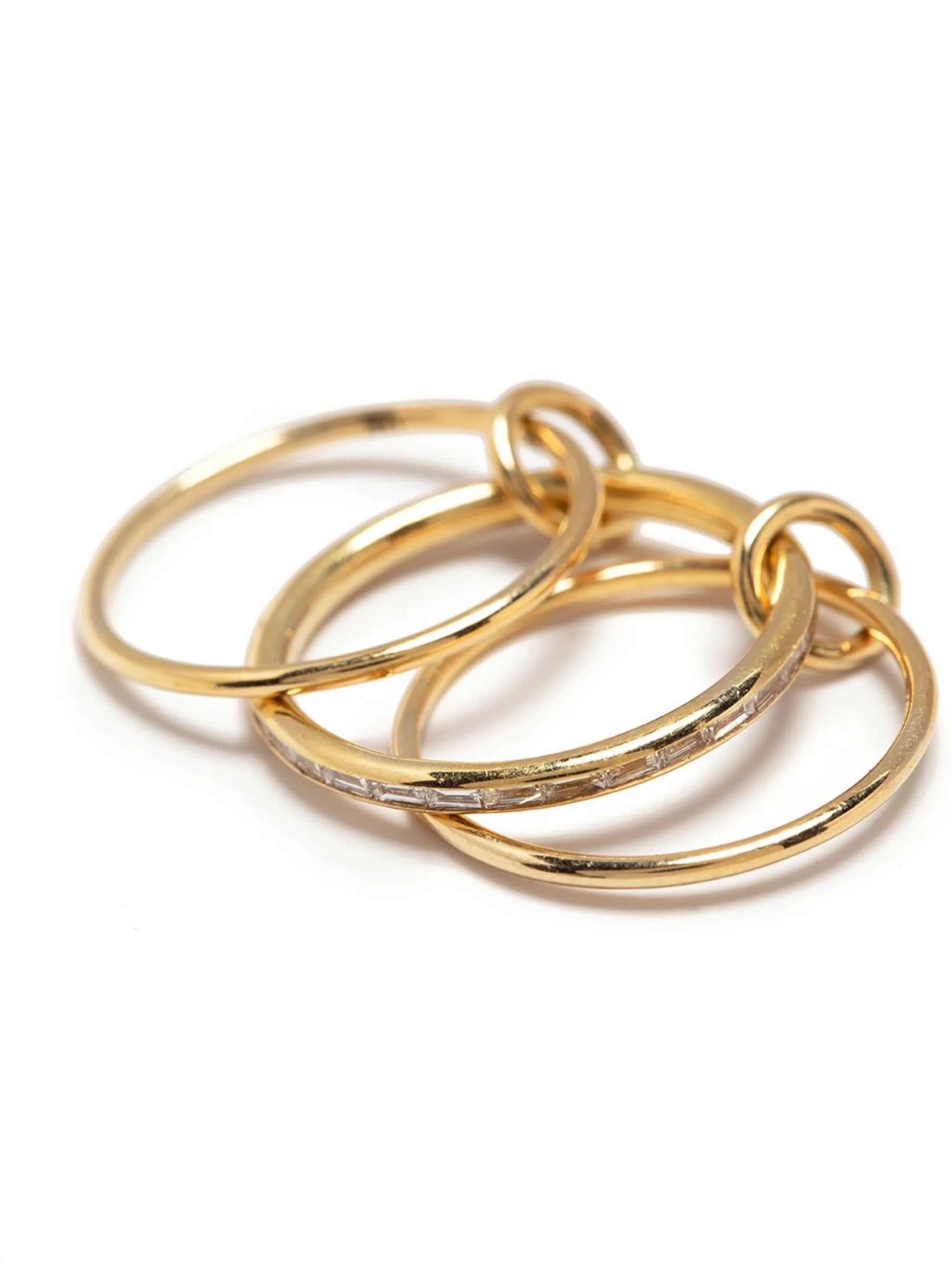 18kt yellow gold 3 link diamond ring