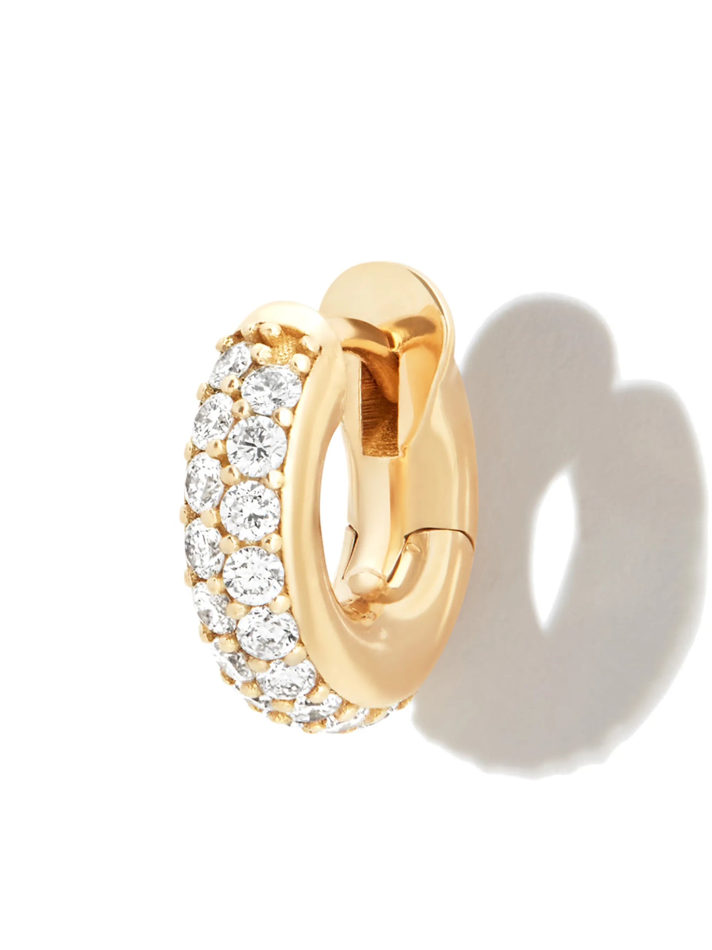 18kt yellow gold pavé set diamond huggie hoop earring