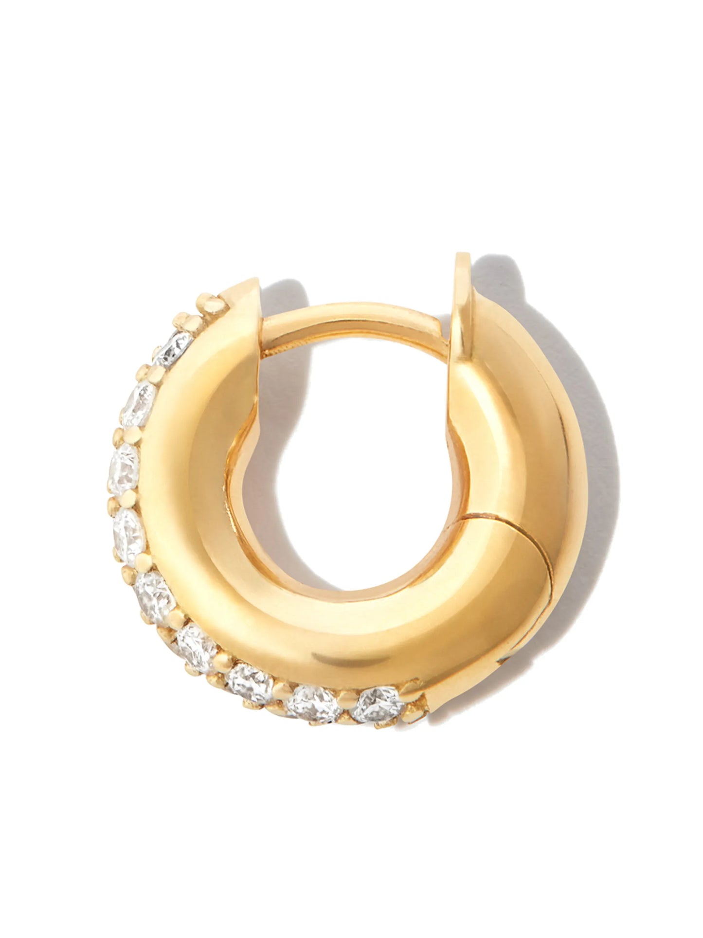 18kt yellow gold pavé set diamond huggie hoop earring