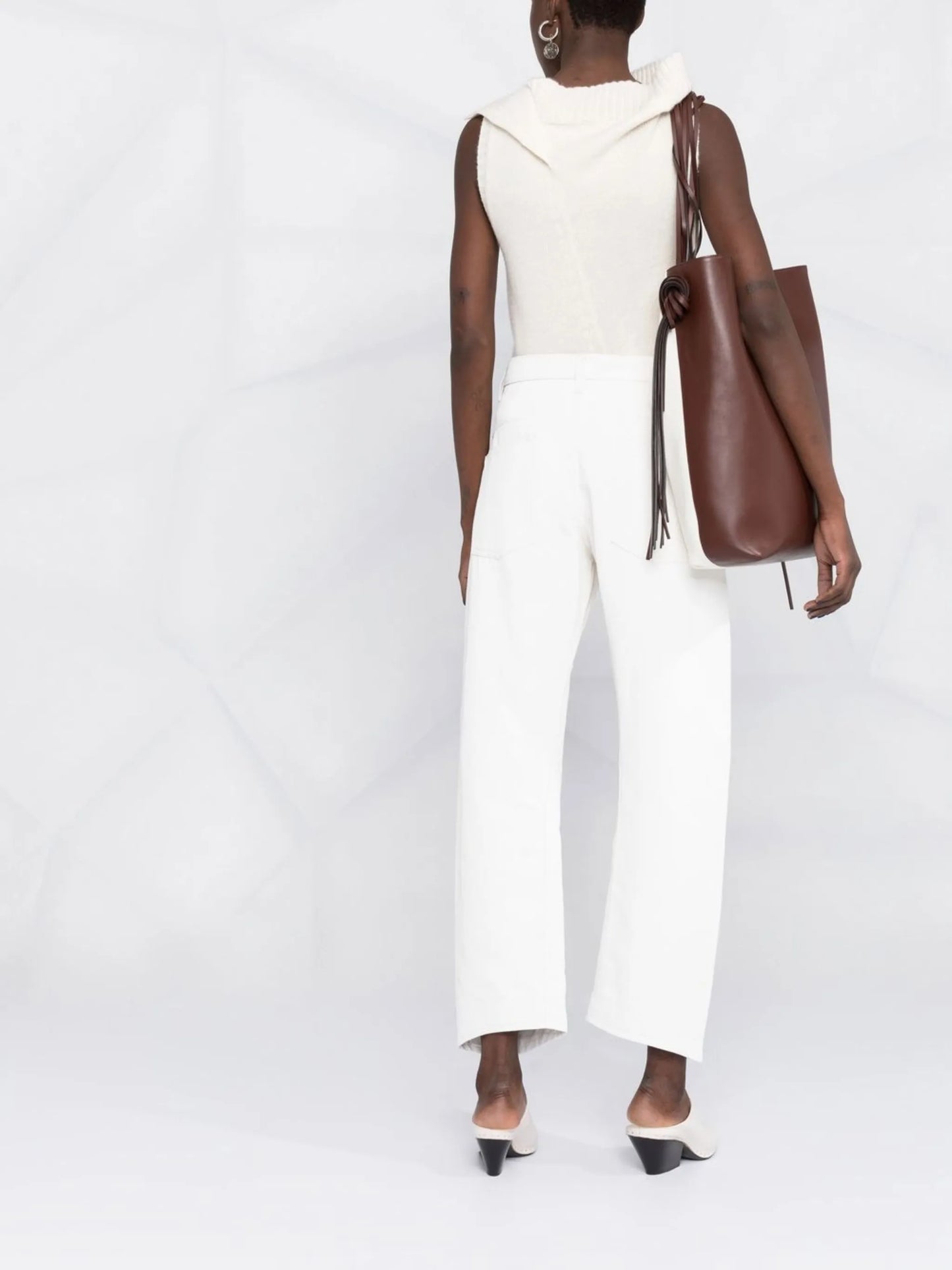 high-waisted tapered jeans