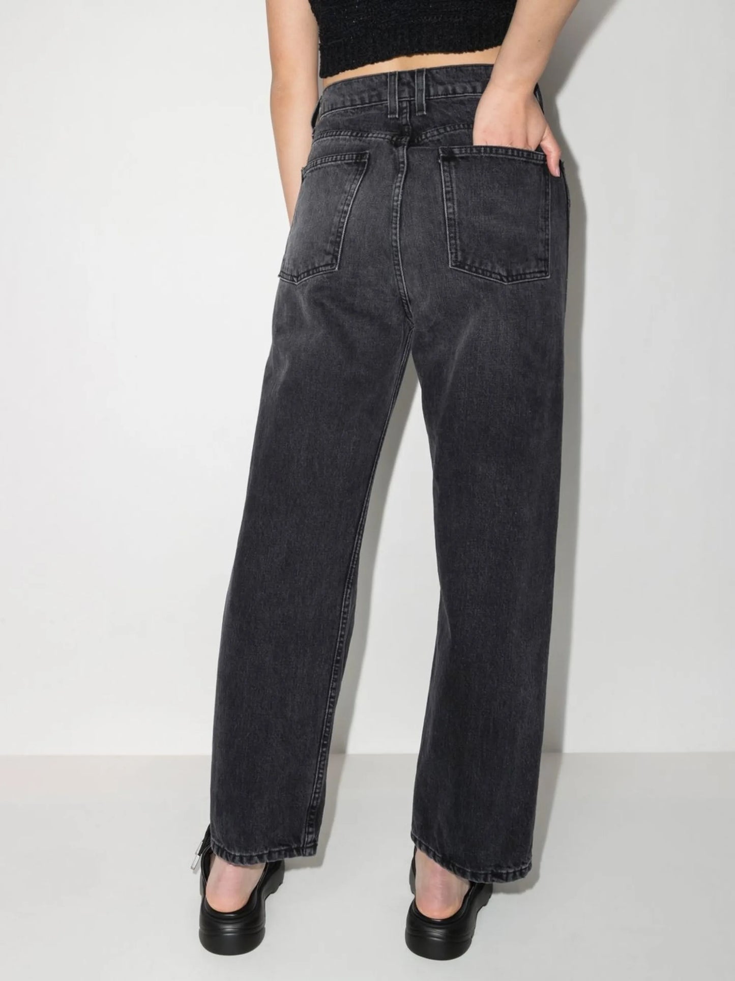 high-rise straight-leg jeans