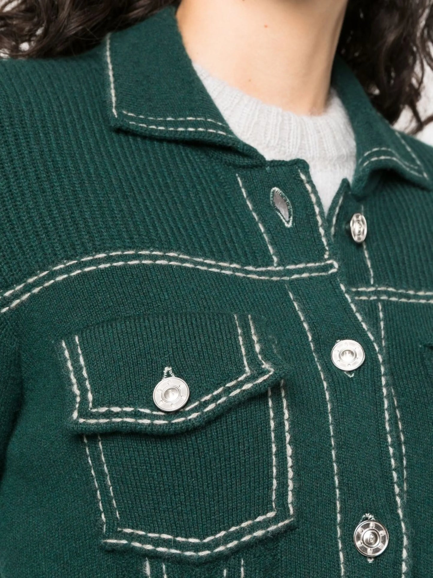 contrasting-stitch detail knit cardigan