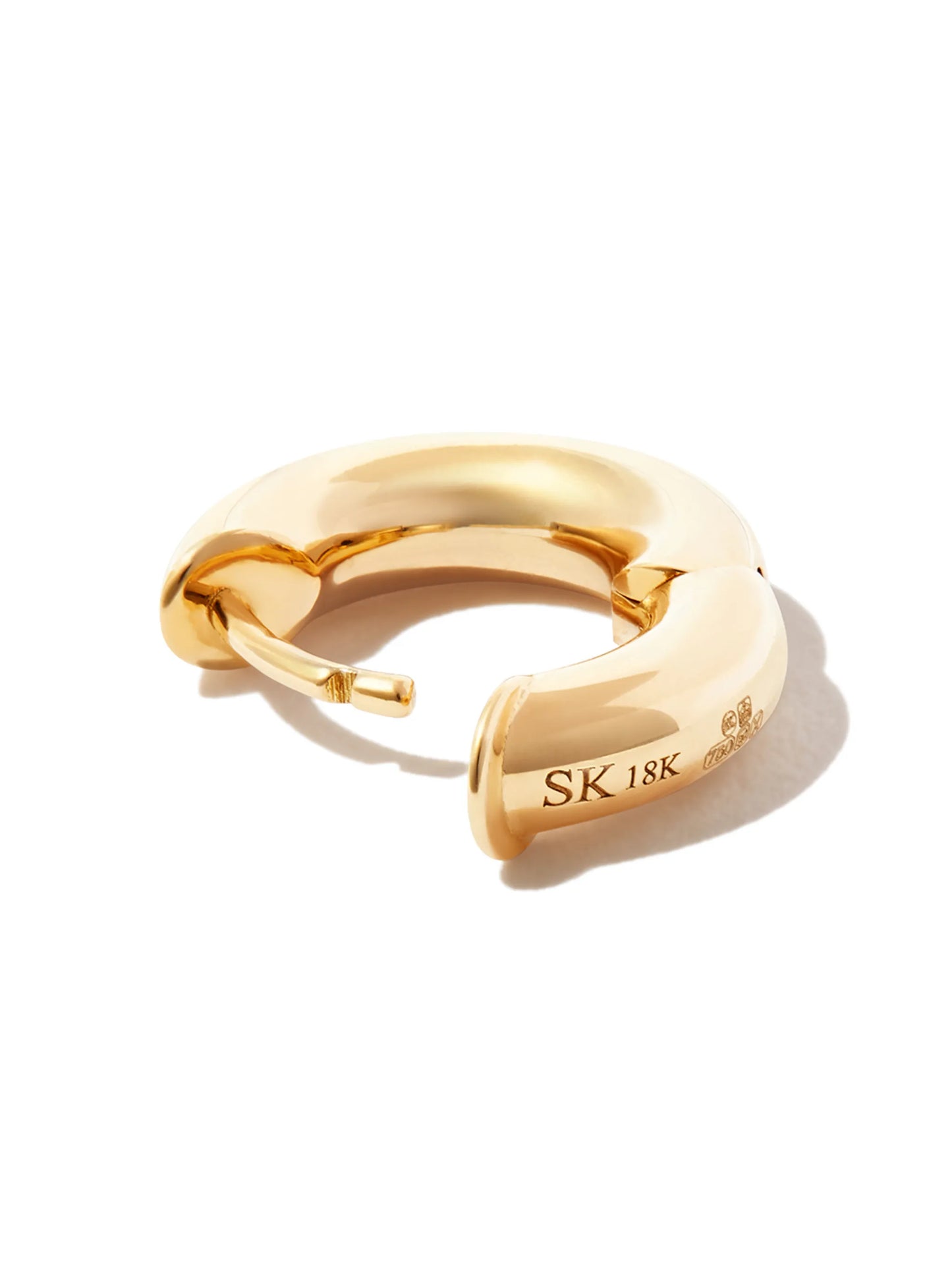 18kt yellow gold macro plain single hoop earring