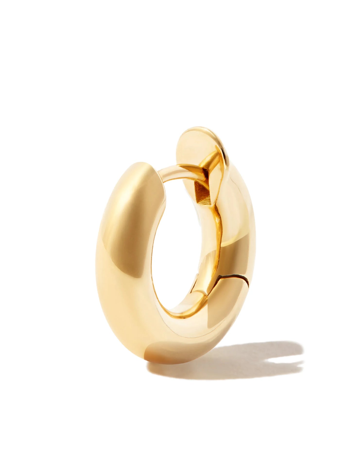 18kt yellow gold macro plain single hoop earring