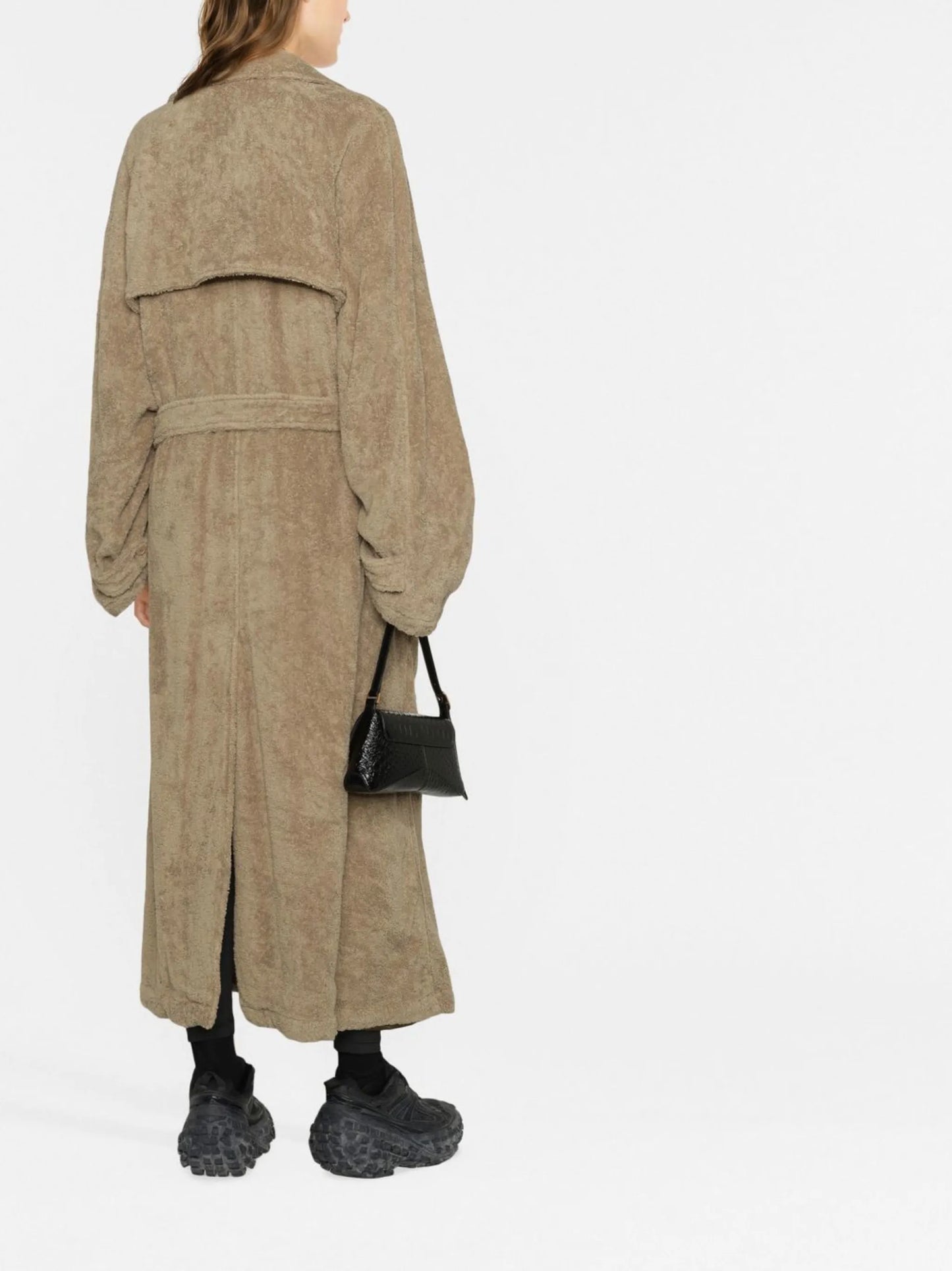 towelling-finish cotton trench coat