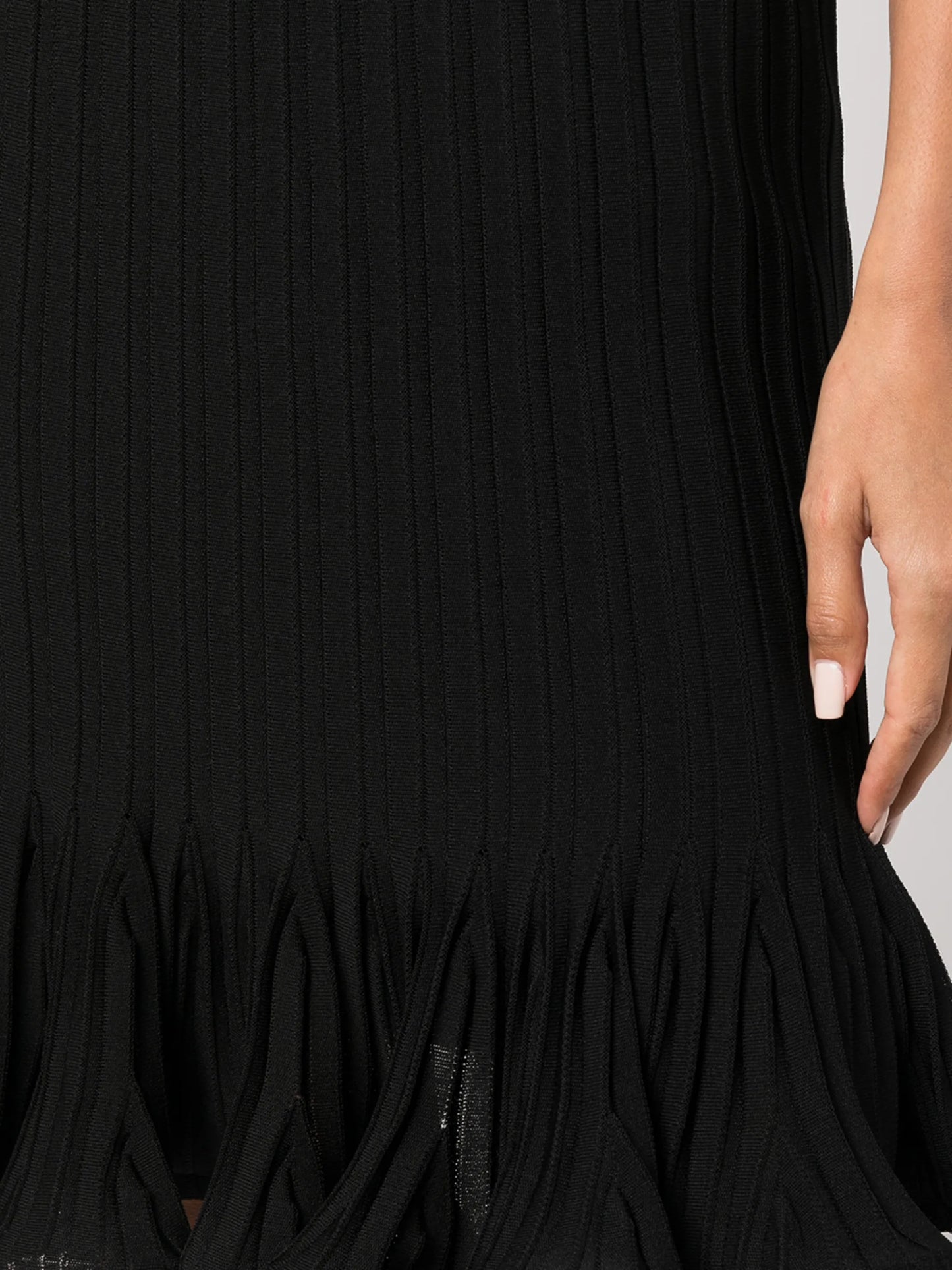pleated knit ruffled-hem skirt