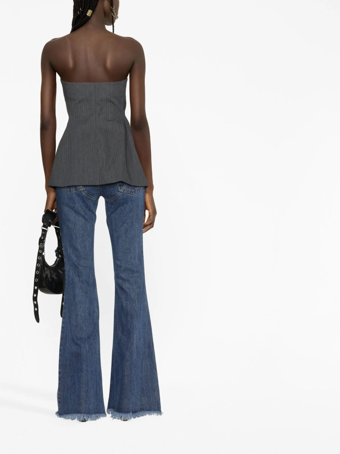 blazer-style strapless top