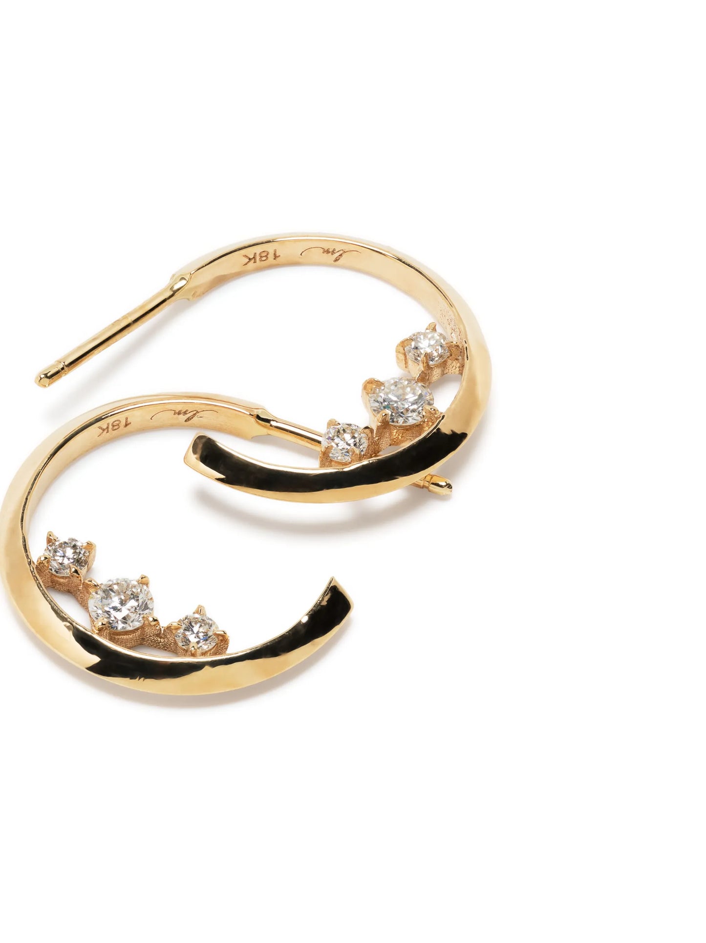 18kt yellow gold diamond hoops