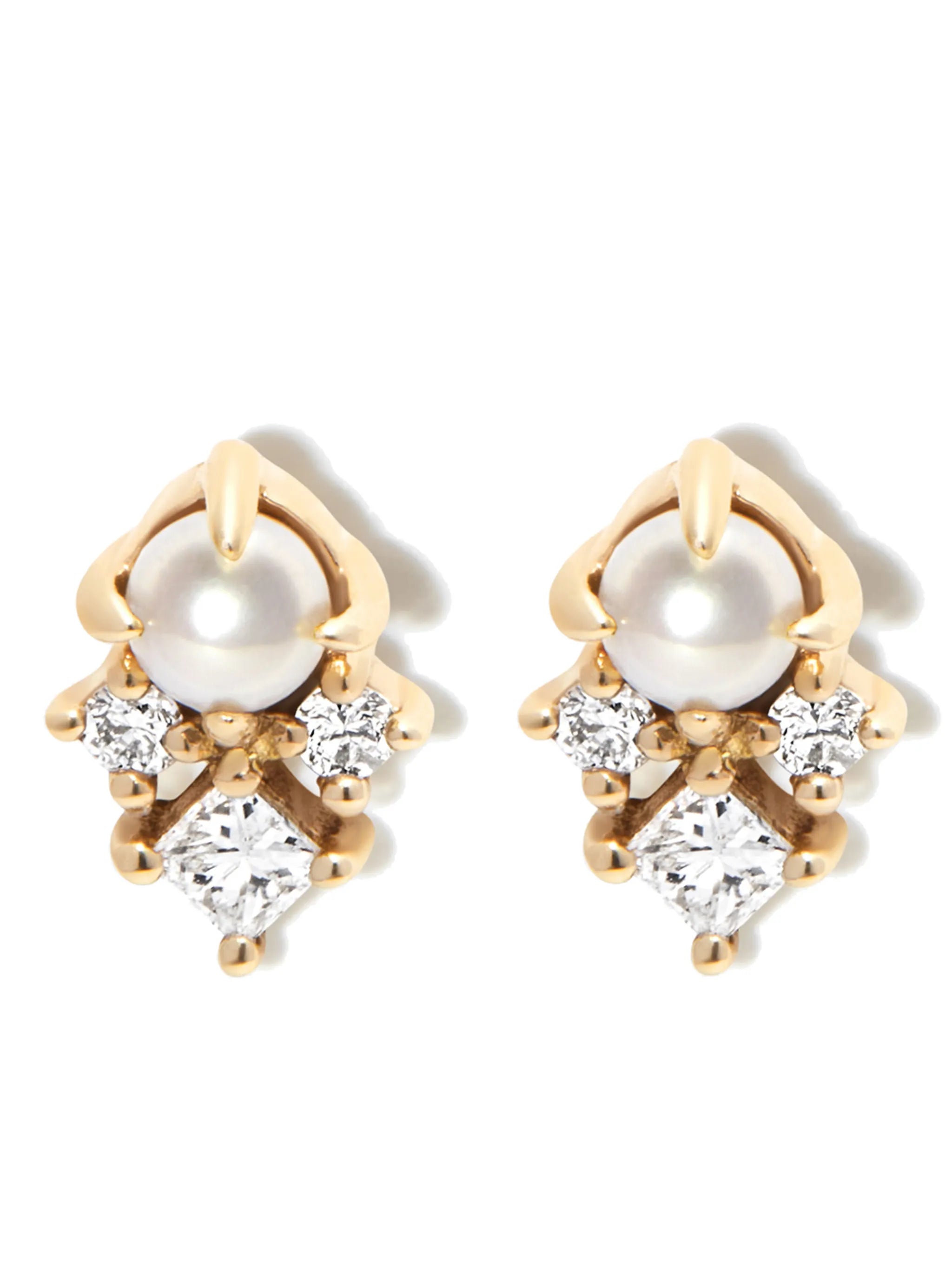 14kt yellow gold The Little Things diamond pearl stud earrings