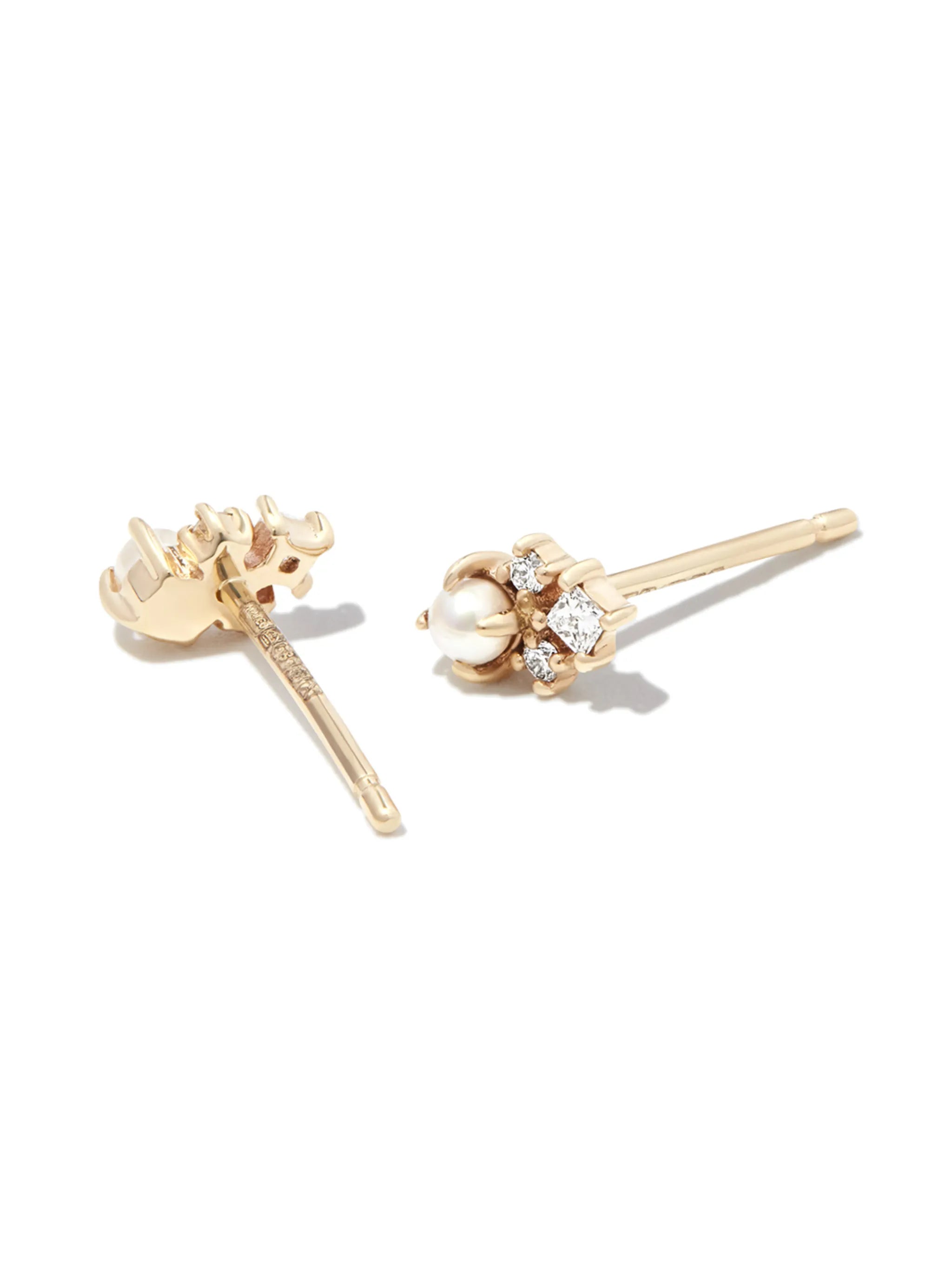 14kt yellow gold The Little Things diamond pearl stud earrings