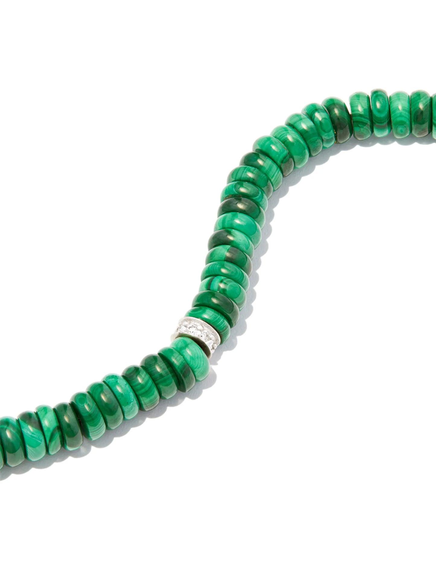 14kt yellow gold malachite diamond beaded bracelet