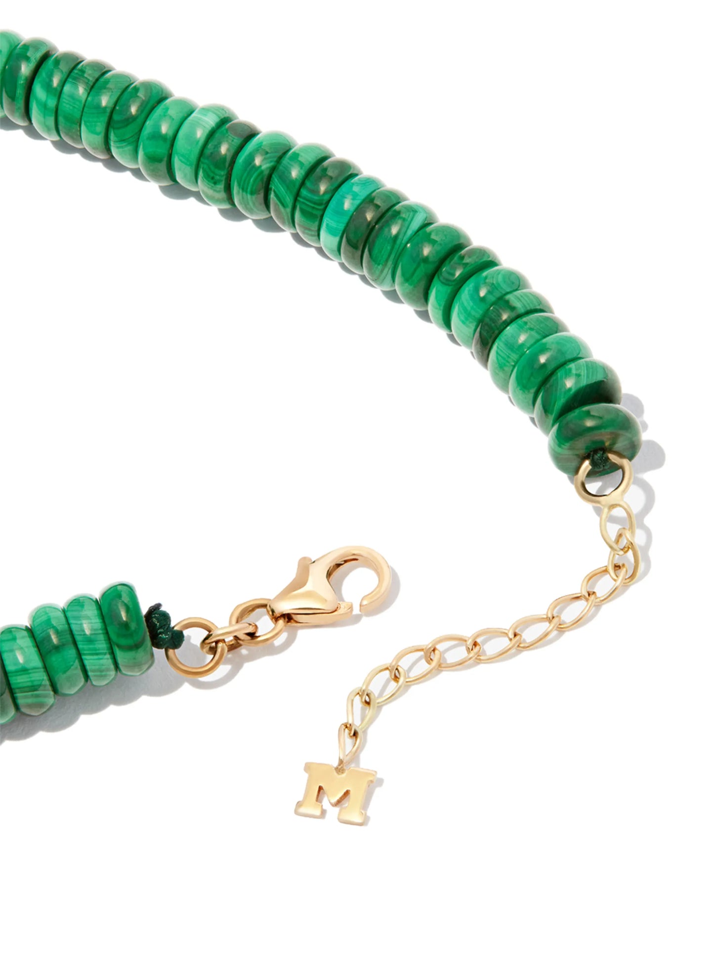 14kt yellow gold malachite diamond beaded bracelet
