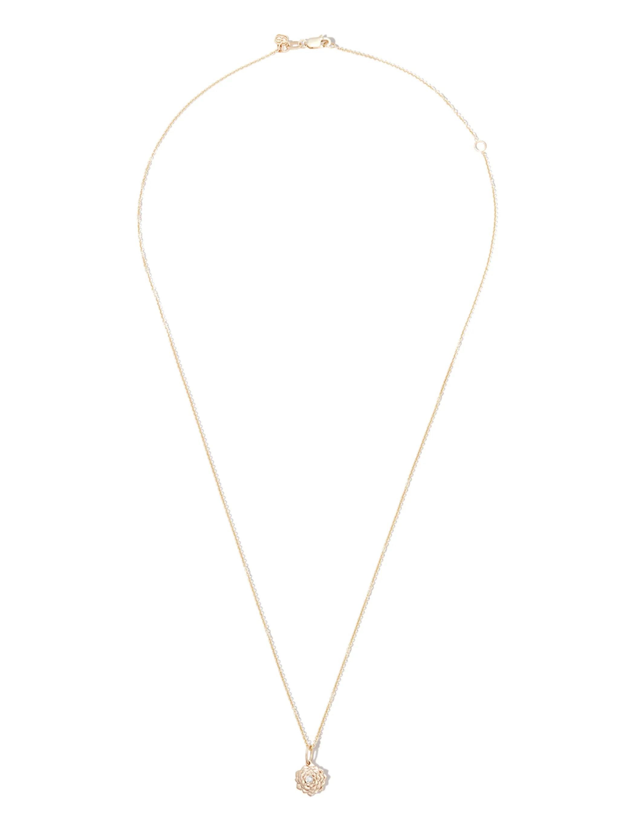 14kt yellow gold Camellia diamond necklace