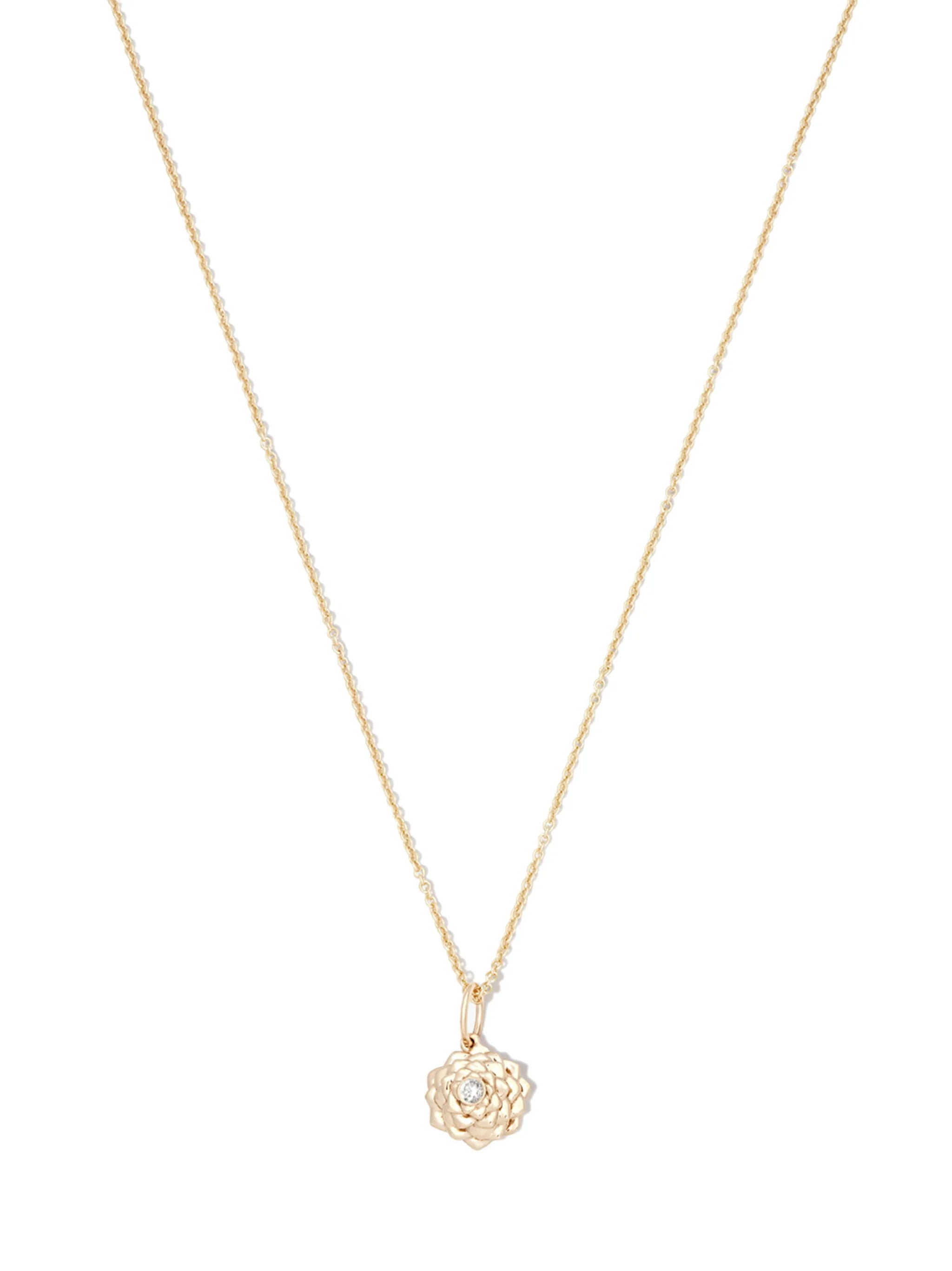 14kt yellow gold Camellia diamond necklace