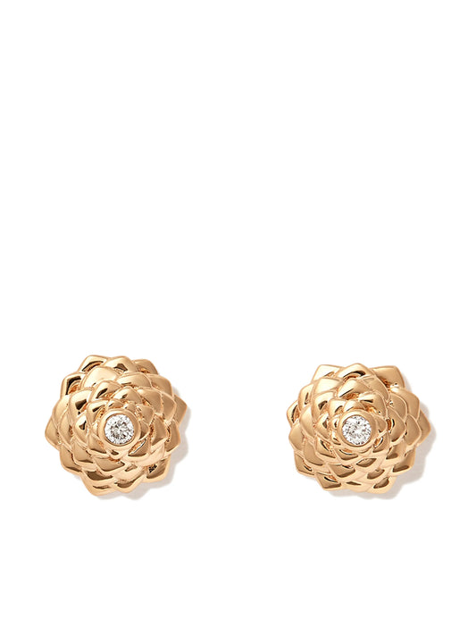14kt yellow gold Camellia diamond stud earrings