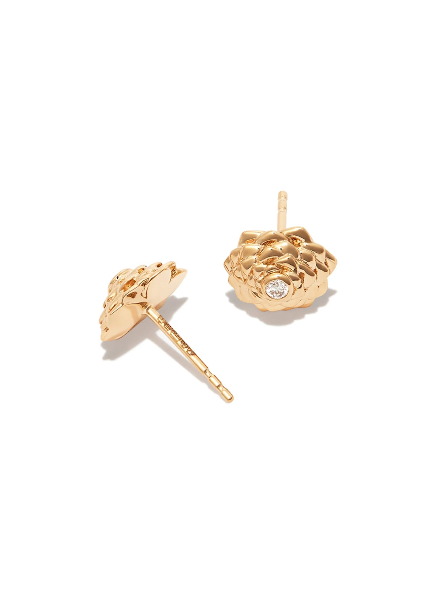 14kt yellow gold Camellia diamond stud earrings