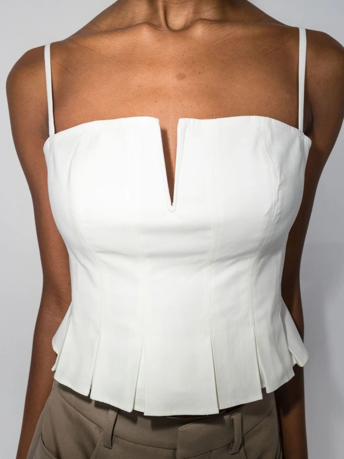 Shia pleated square-neck tank top