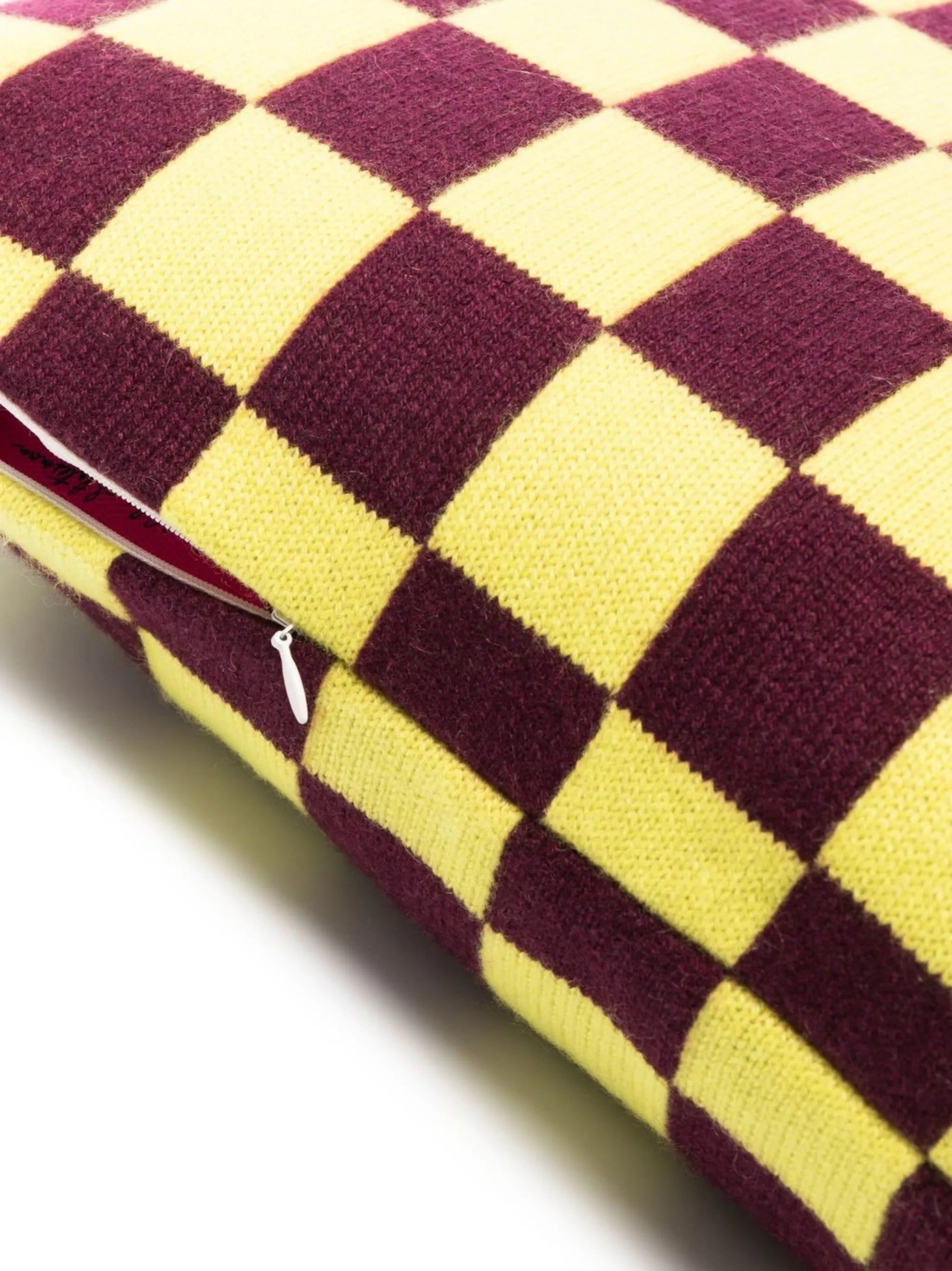 checkerboard-pattern cashmere cushion