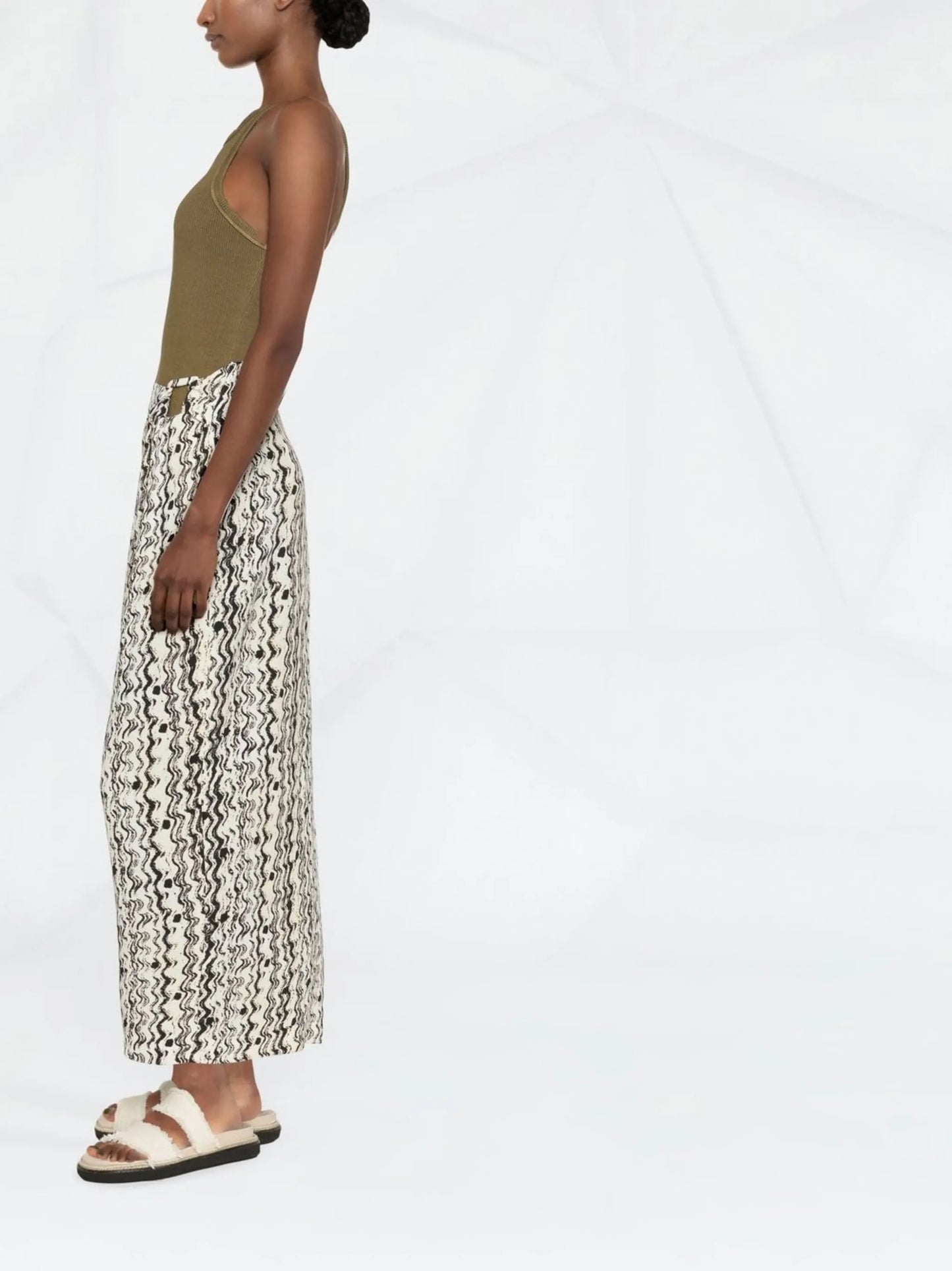 optic-wave draped-front skirt