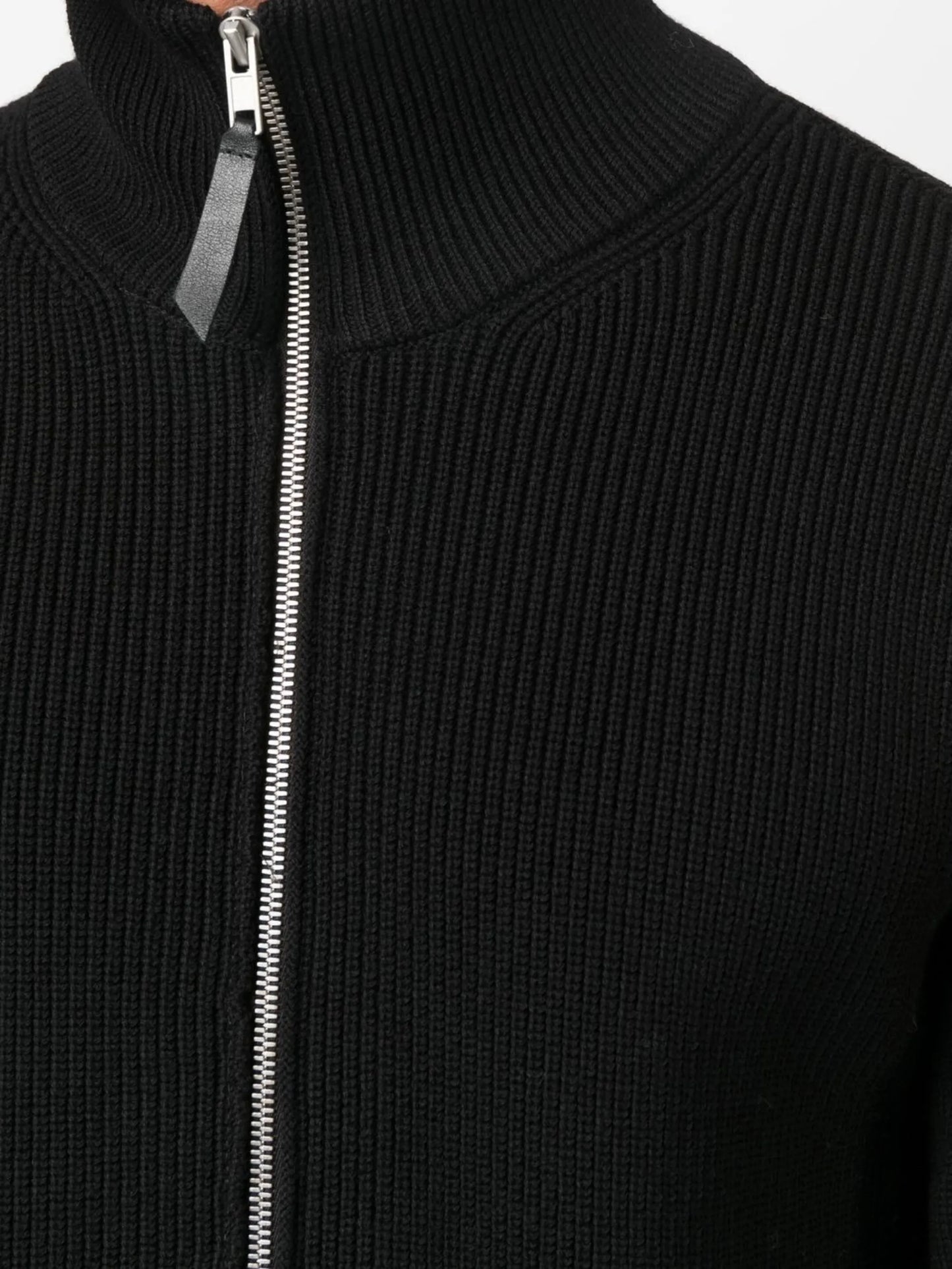 ribbed zip-up cardigan