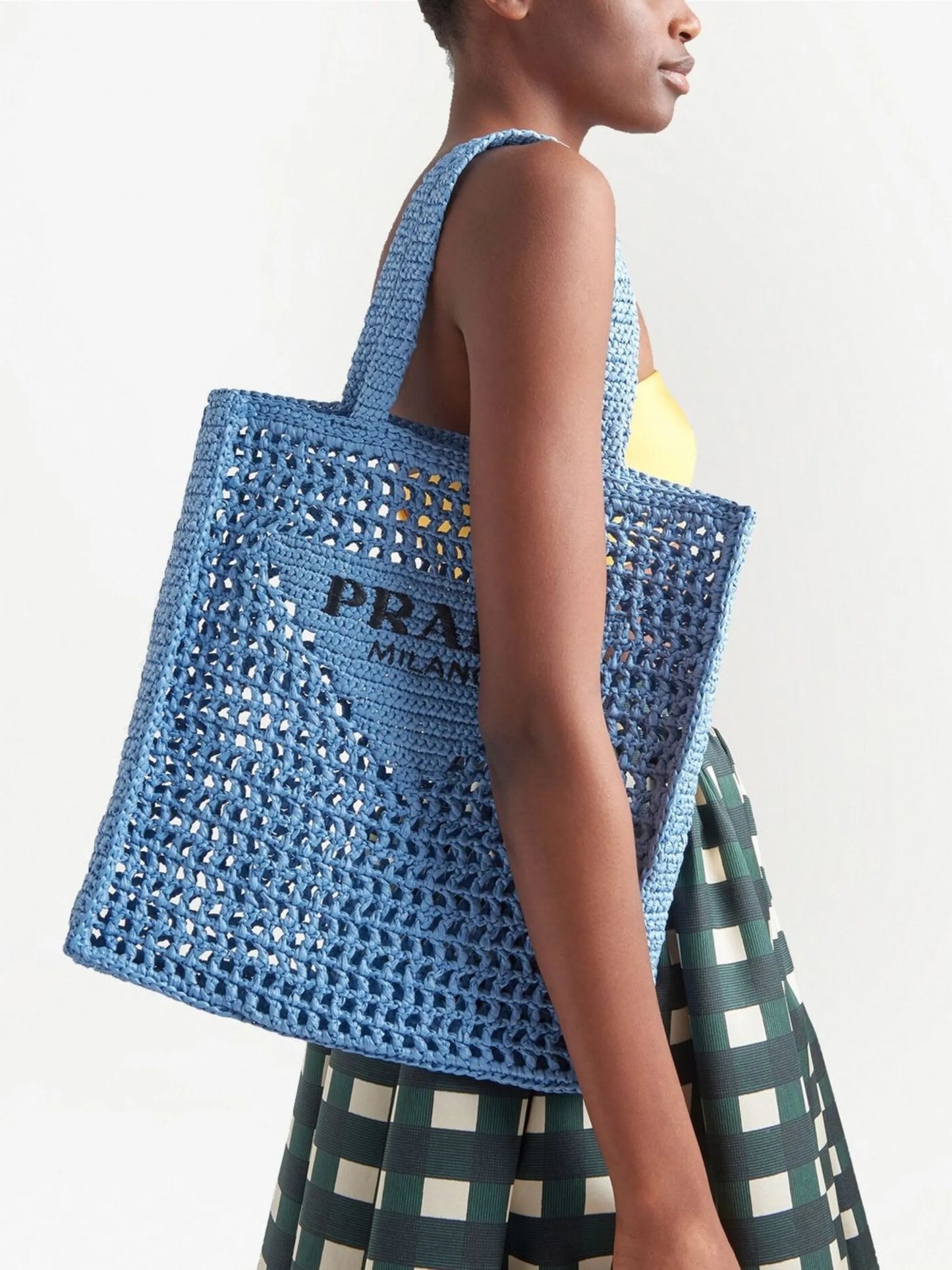 woven-logo raffia tote bag