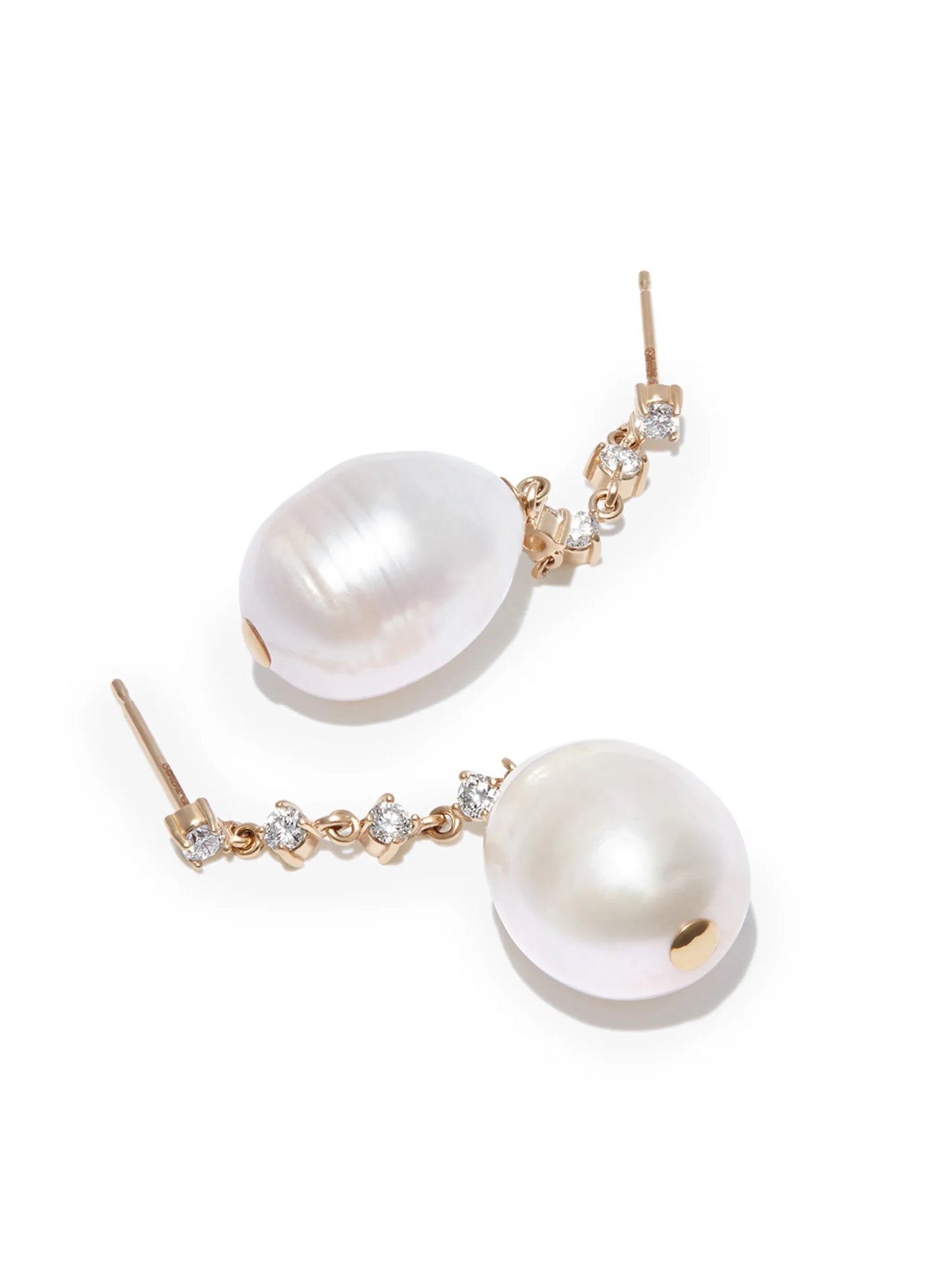 14kt yellow gold pearl diamond earrings
