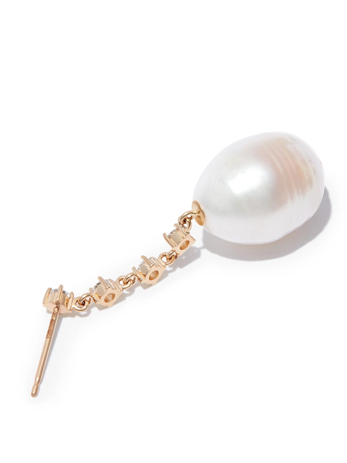 14kt yellow gold pearl diamond earrings