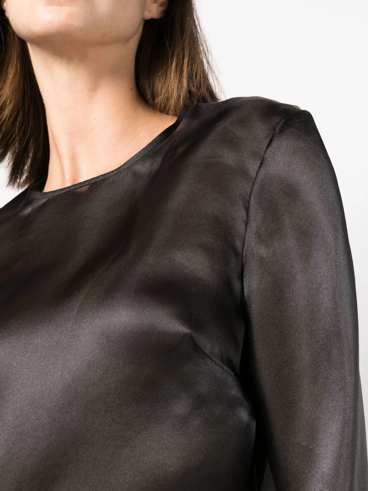 long-sleeve translucent blouse